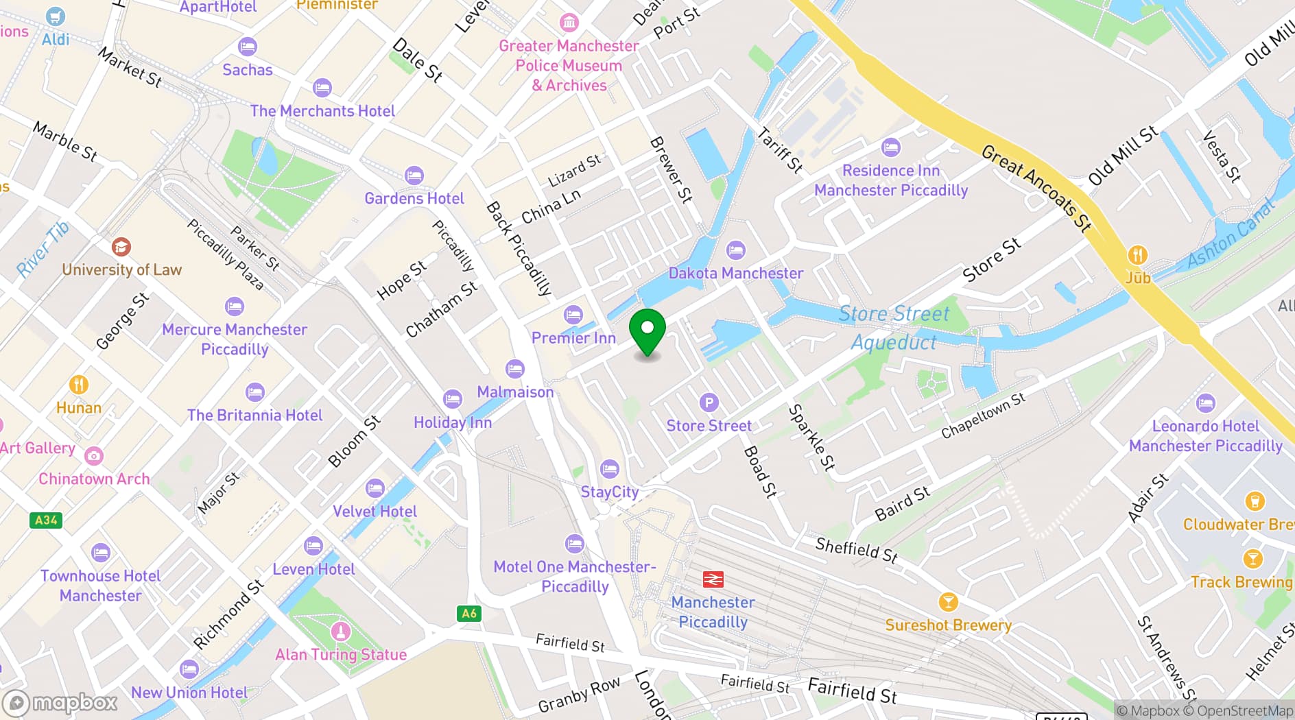 Map showing Ducie Street Warehouse