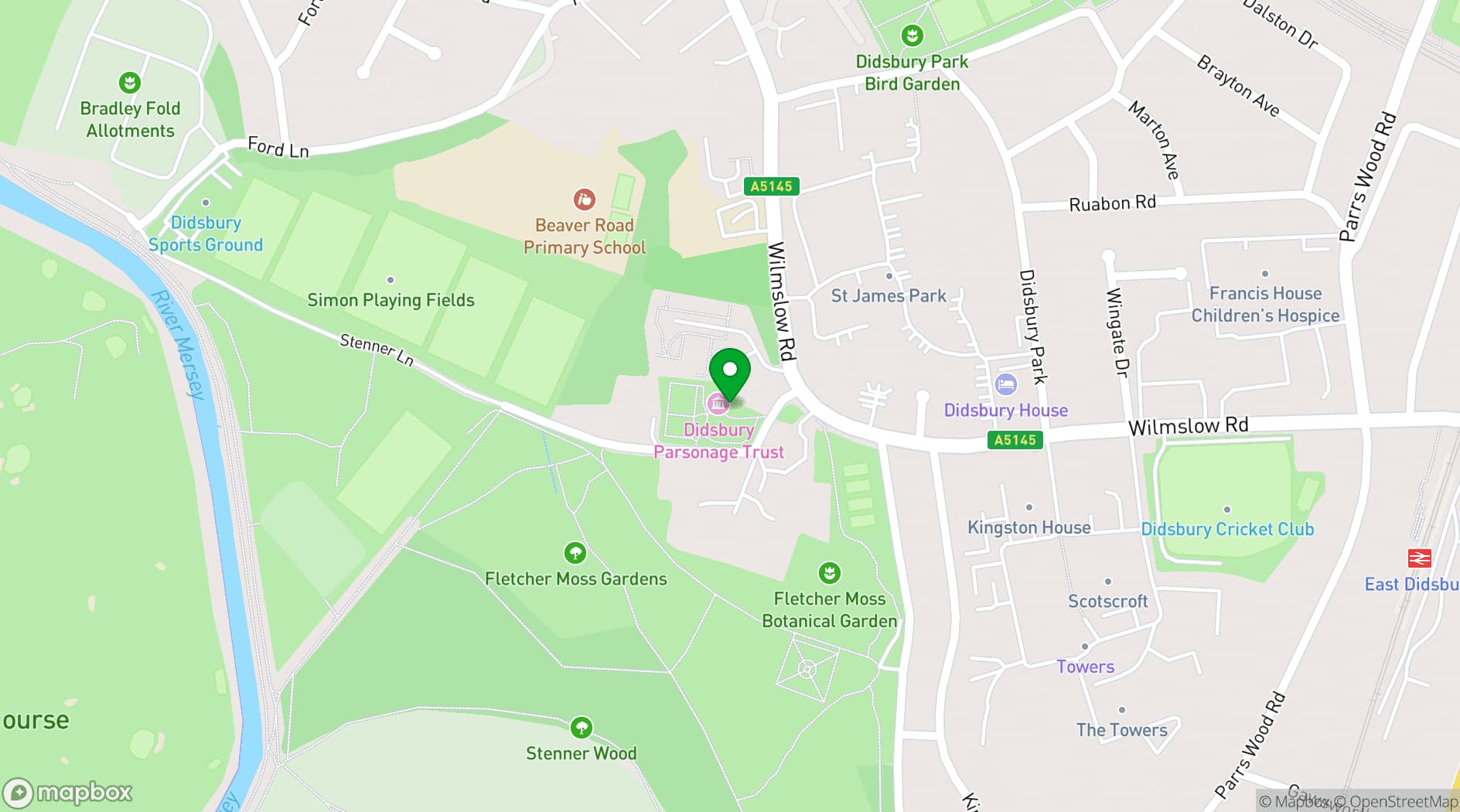 Map showing Didsbury Parsonage Trust