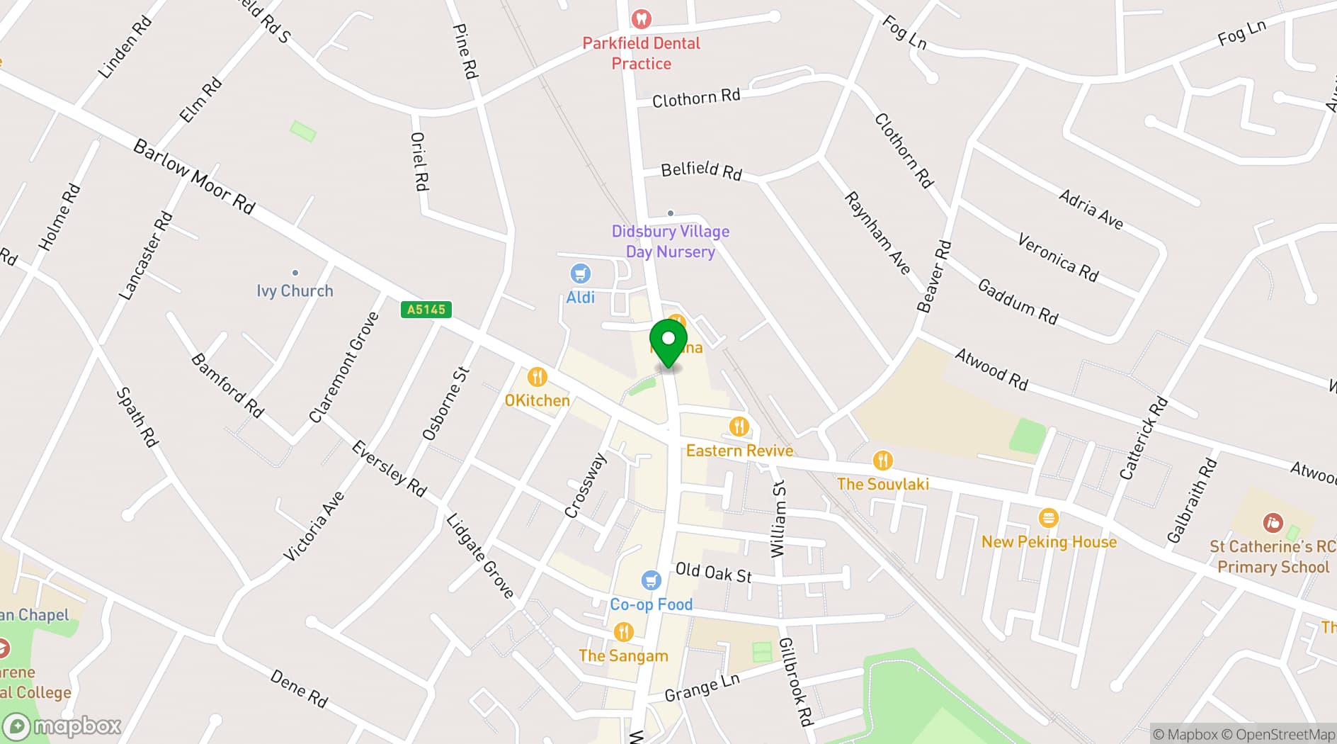 Map showing 1 Up Didsbury