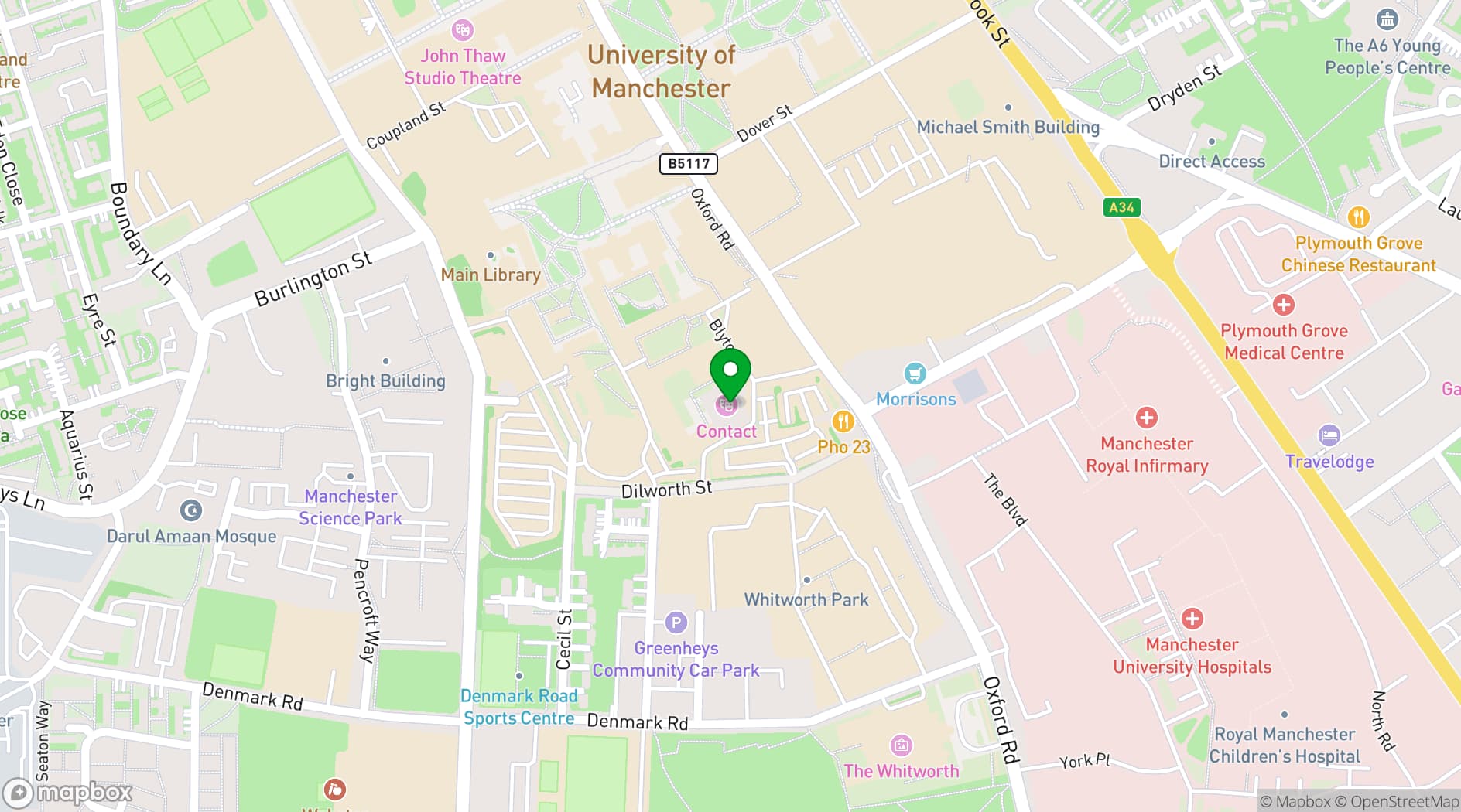 Map showing Contact, Manchester