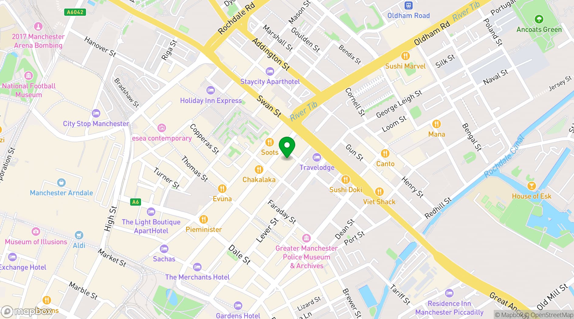 Map showing Black Milk Northern Quarter