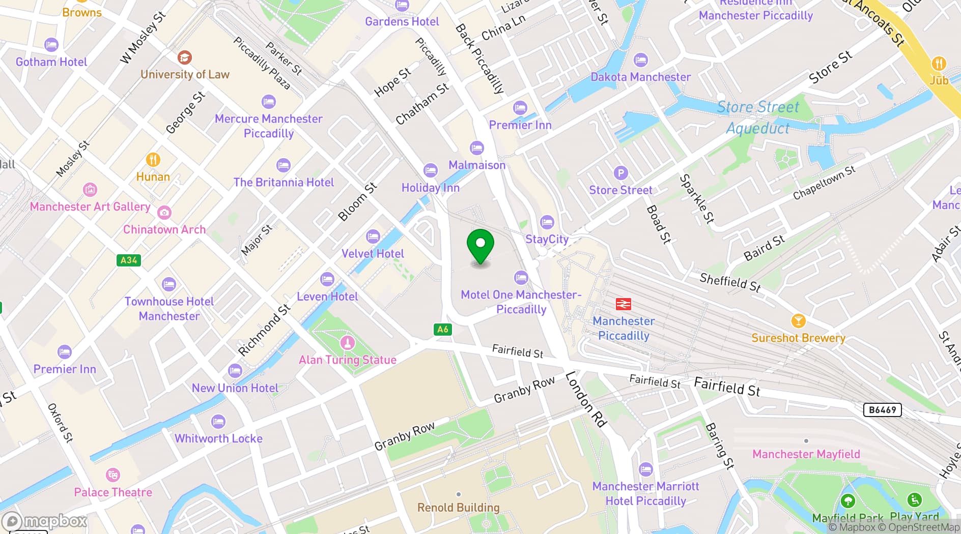 Map showing Malmaison Manchester Hotel