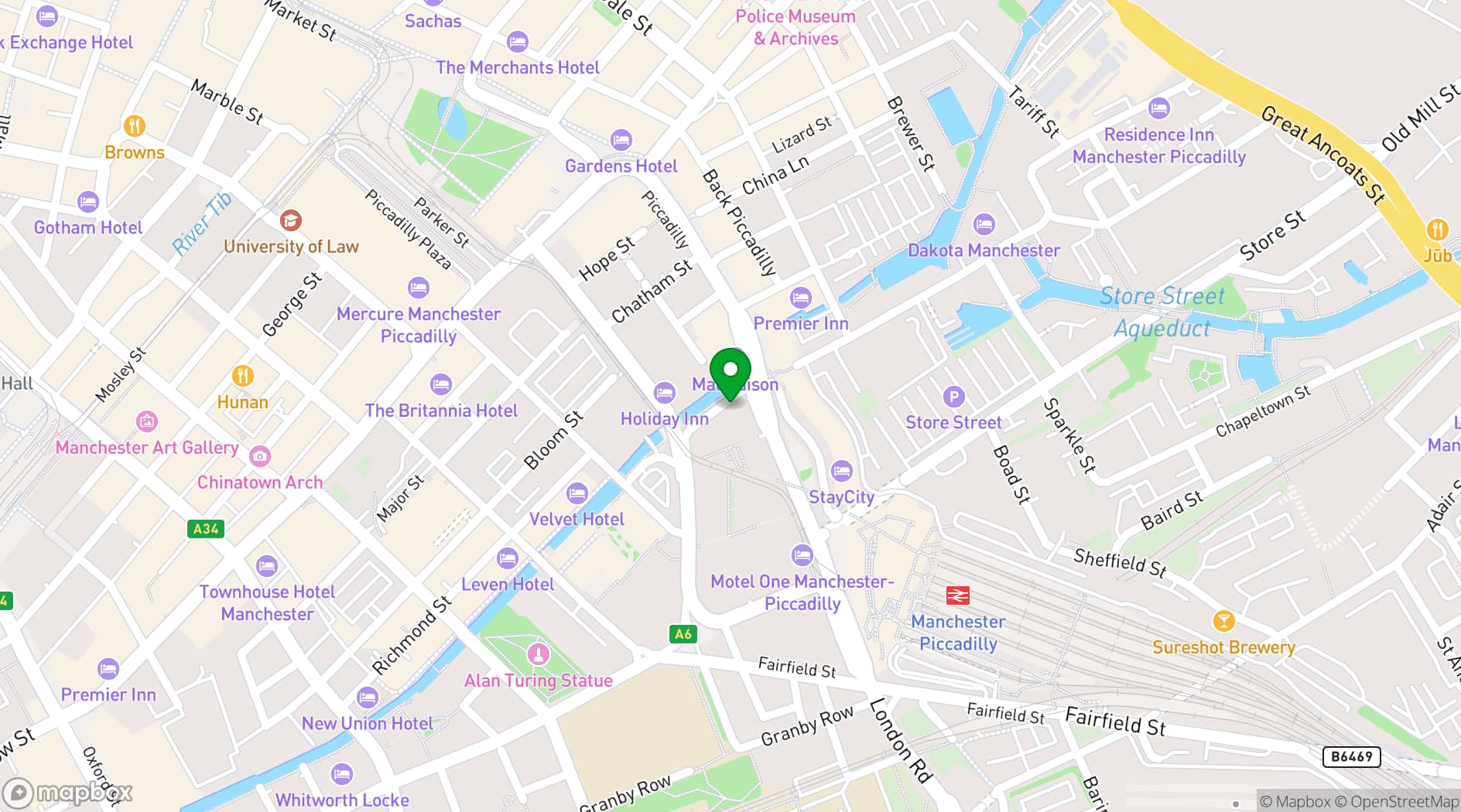 Map showing DoubleTree by Hilton Manchester - Piccadilly