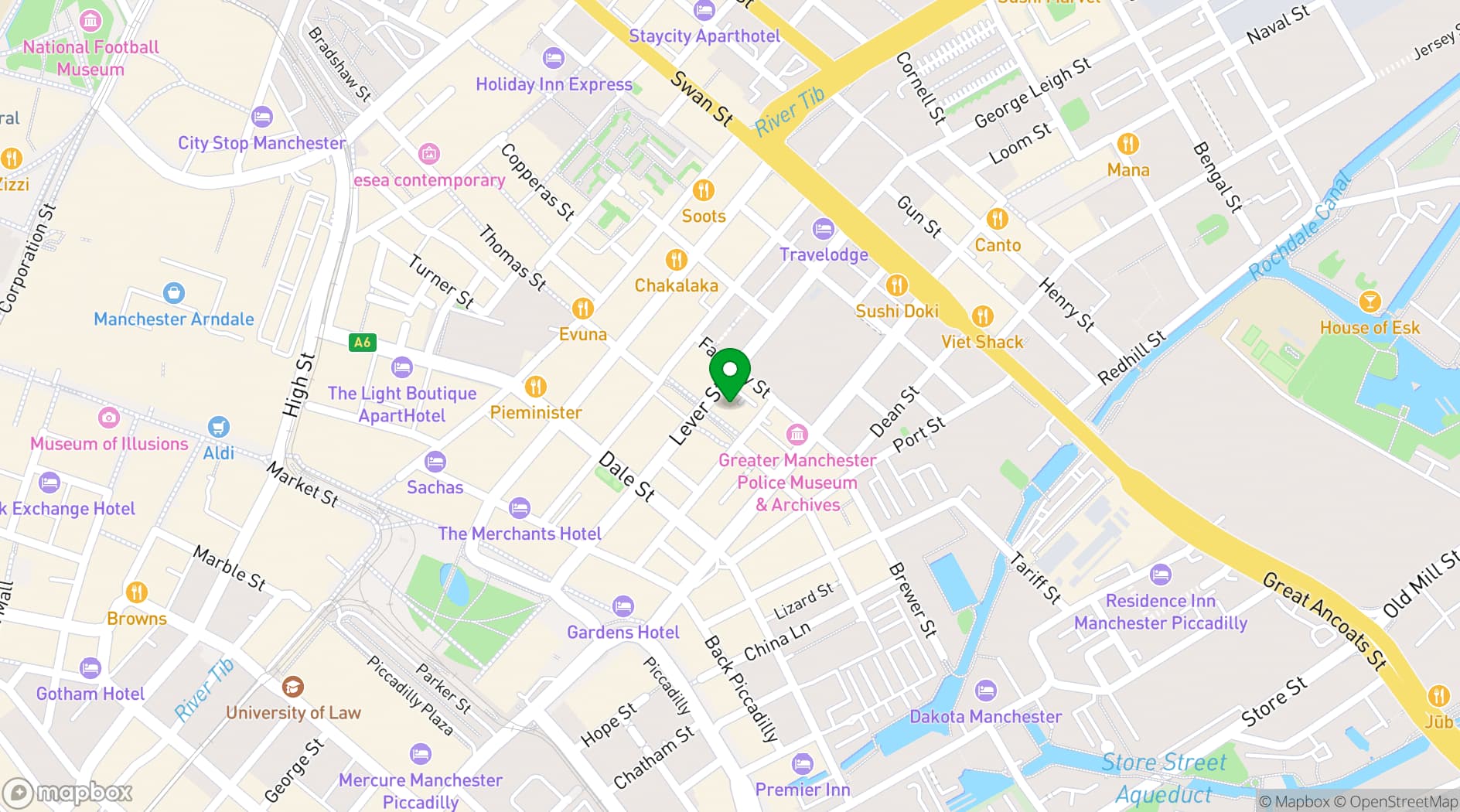 Map showing Public Manchester