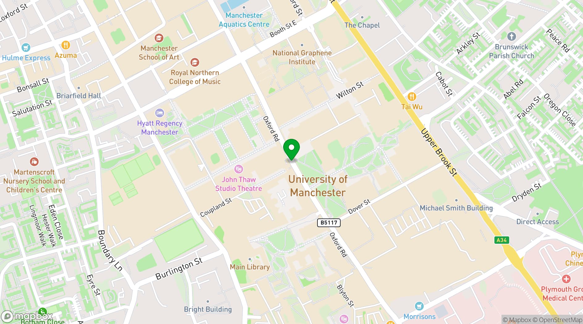Map showing The University of Manchester
