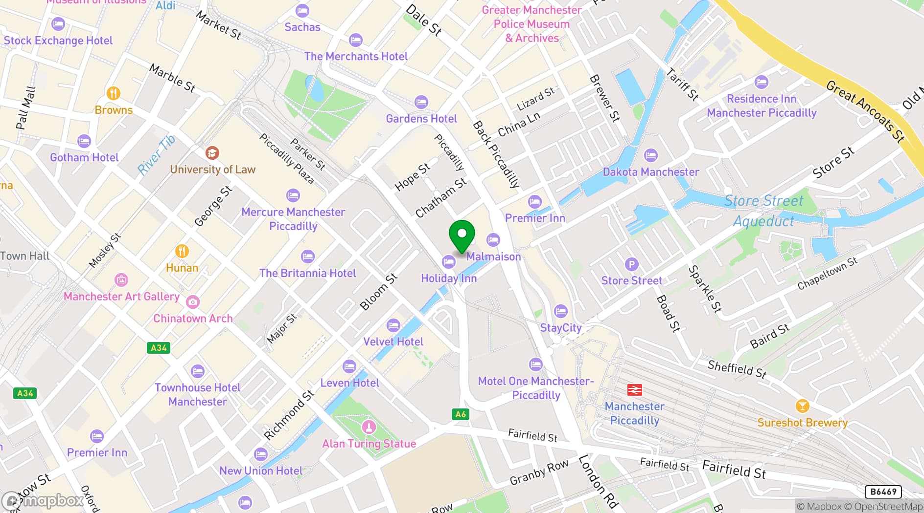 Map showing Holiday Inn Manchester City Centre