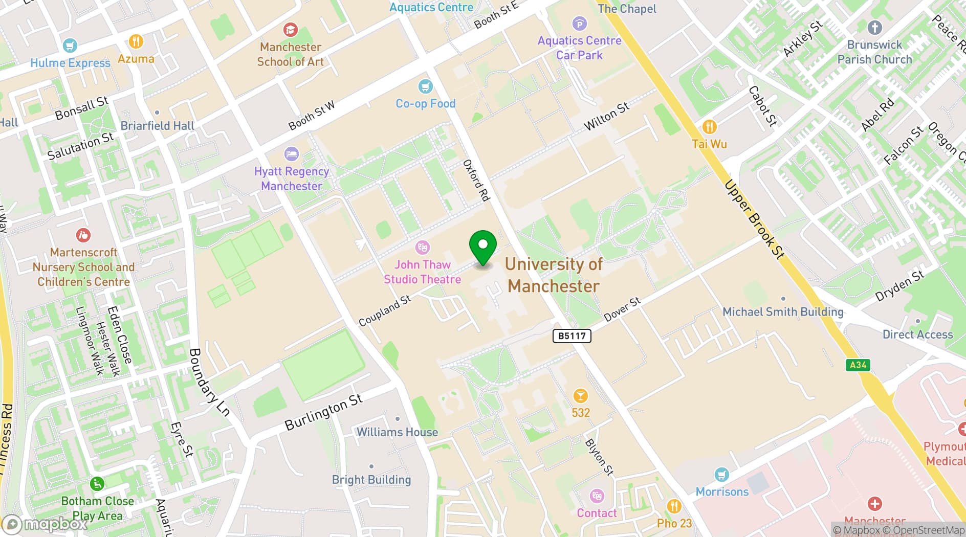 Map showing Manchester Meeting Place