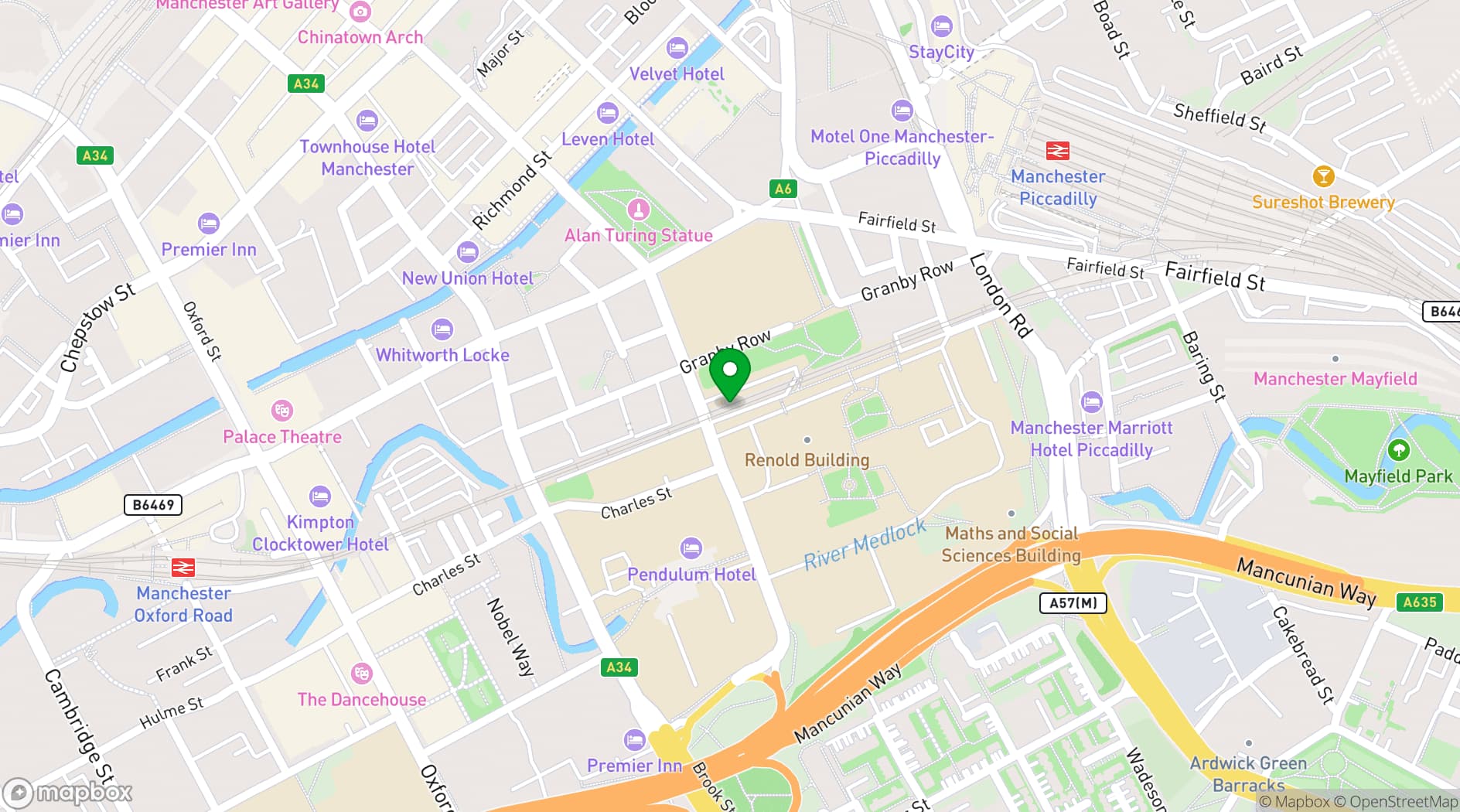 Map showing Ideal Conference Venues in Manchester