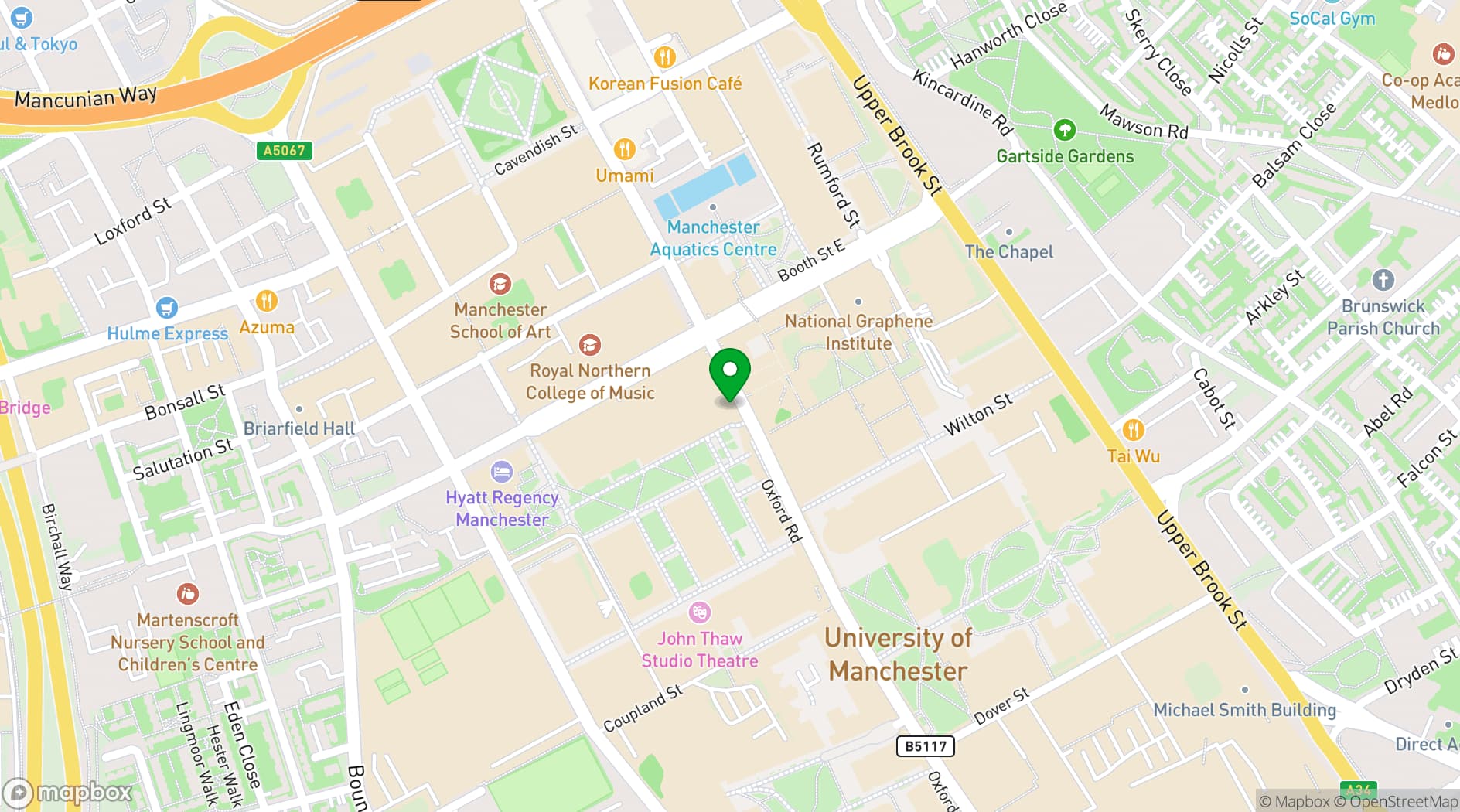 Map showing BrewDog Manchester Outpost