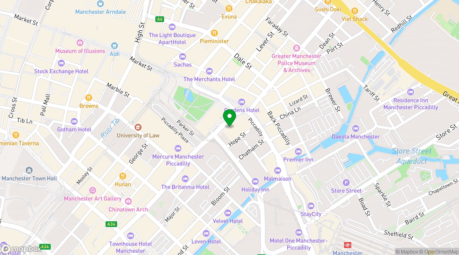 Map showing Manchester Portland by Sunday