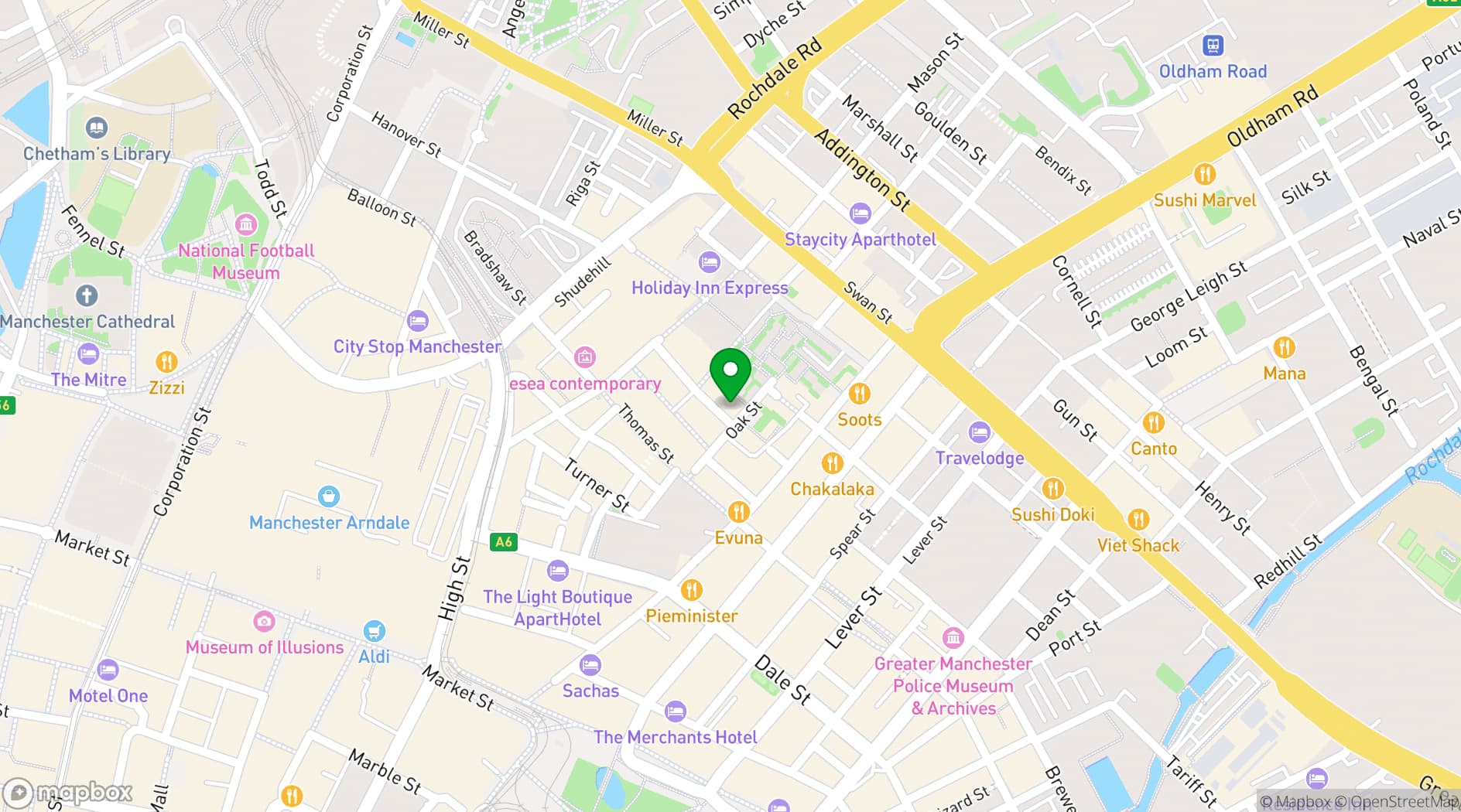 Map showing Manchester Craft and Design Centre
