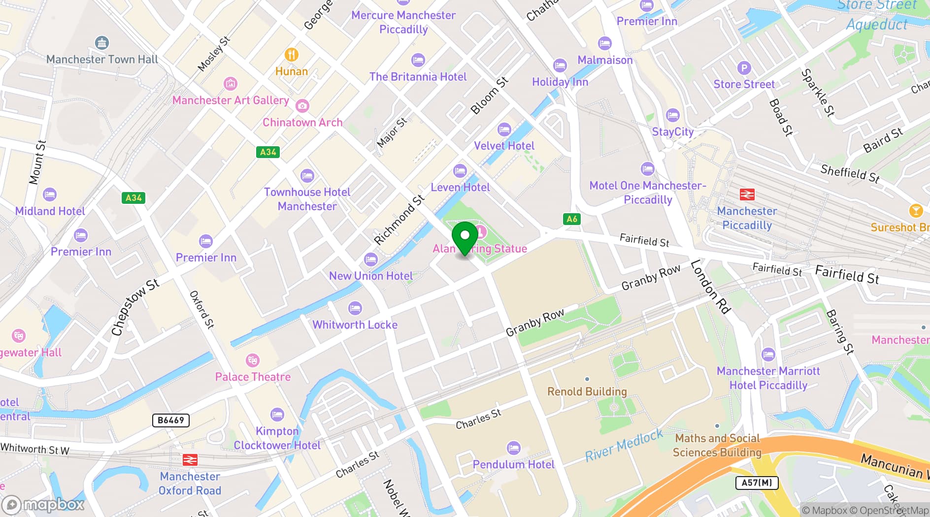 Map showing Area Manchester