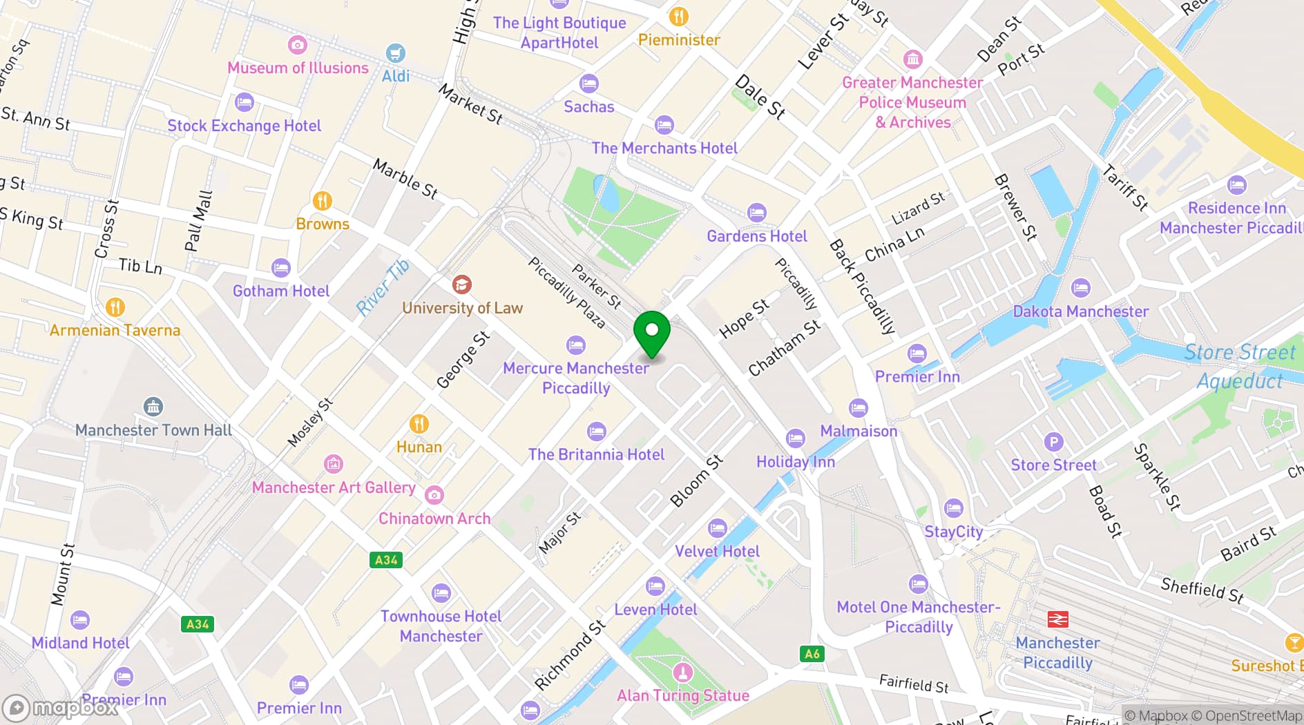 Map showing O'Malleys Manchester