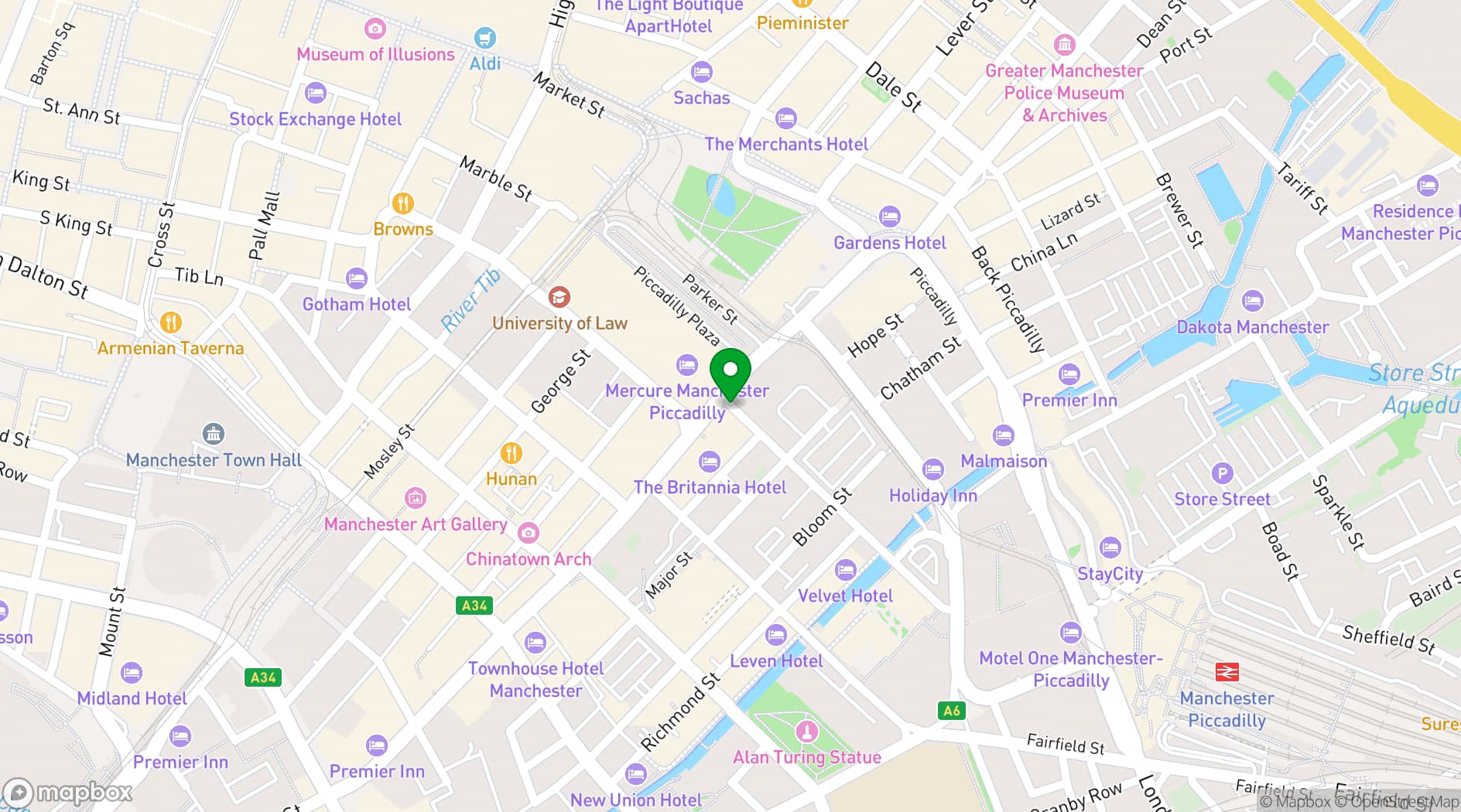 Map showing Slug & Lettuce, Manchester Piccadilly