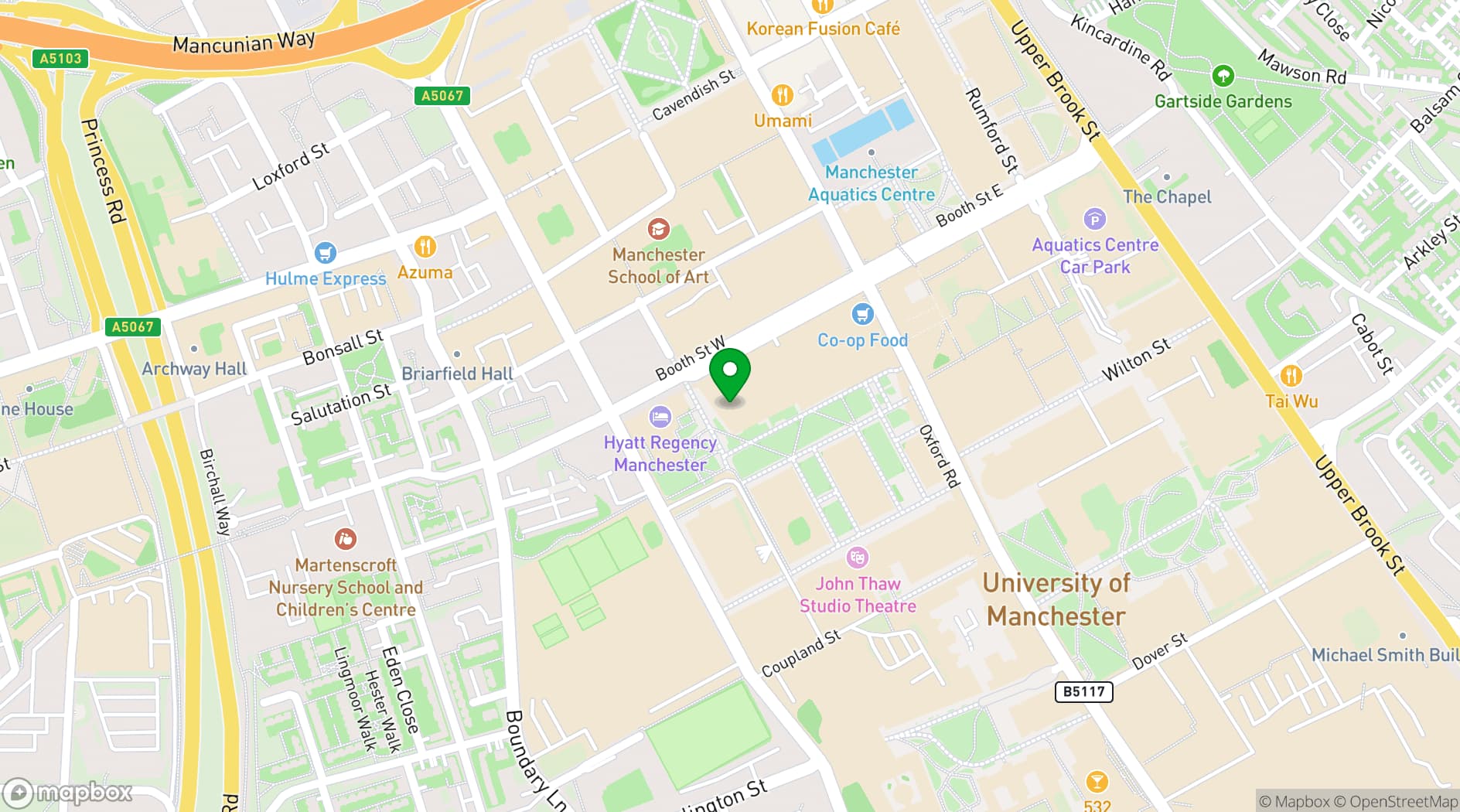 Map showing Alliance Manchester Business School