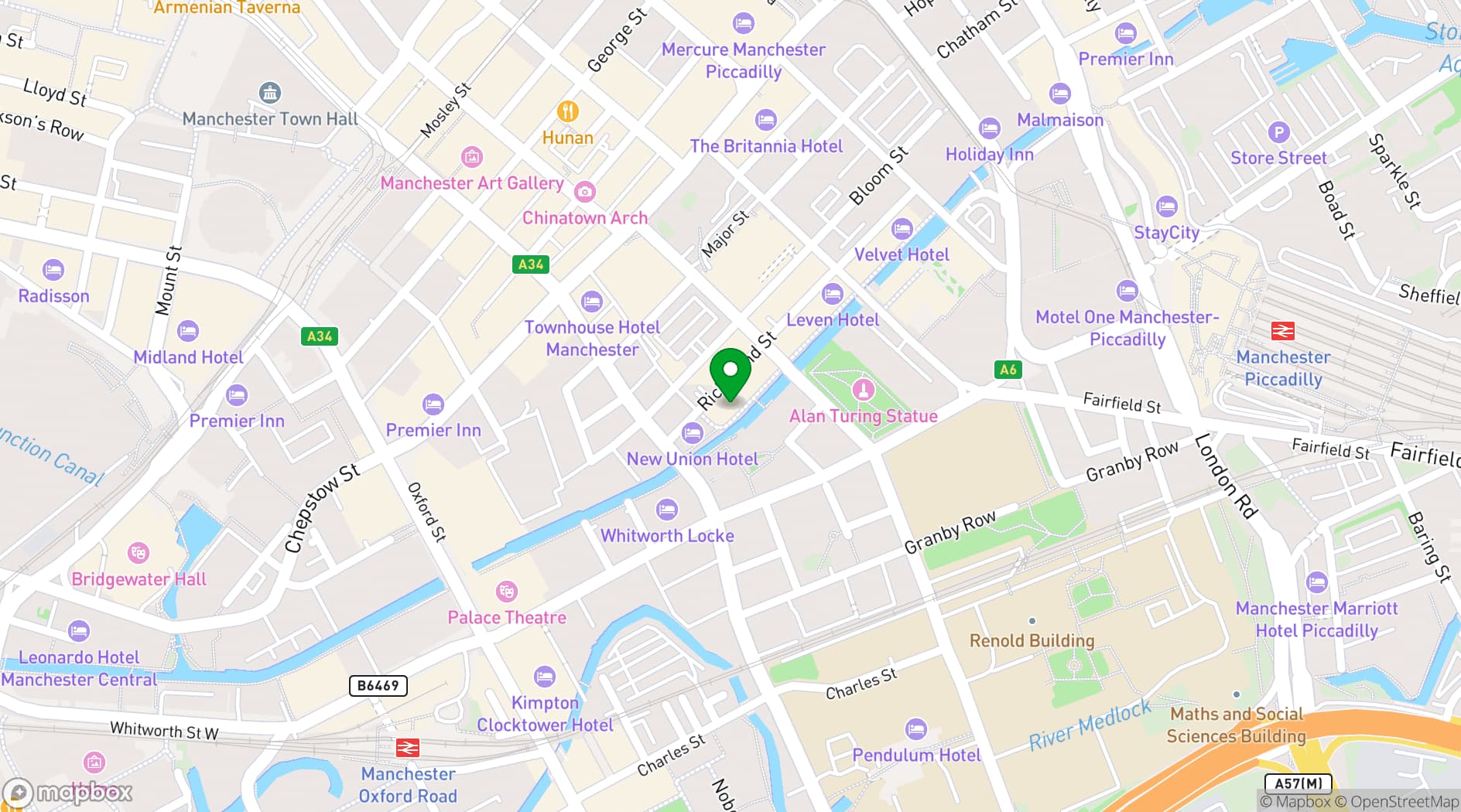 Map showing ONBAR Manchester
