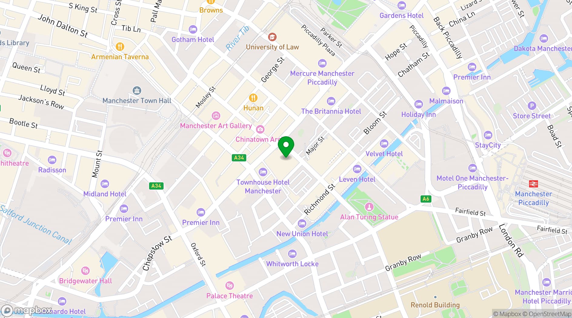 Map showing Clayton Hotel Manchester City Centre