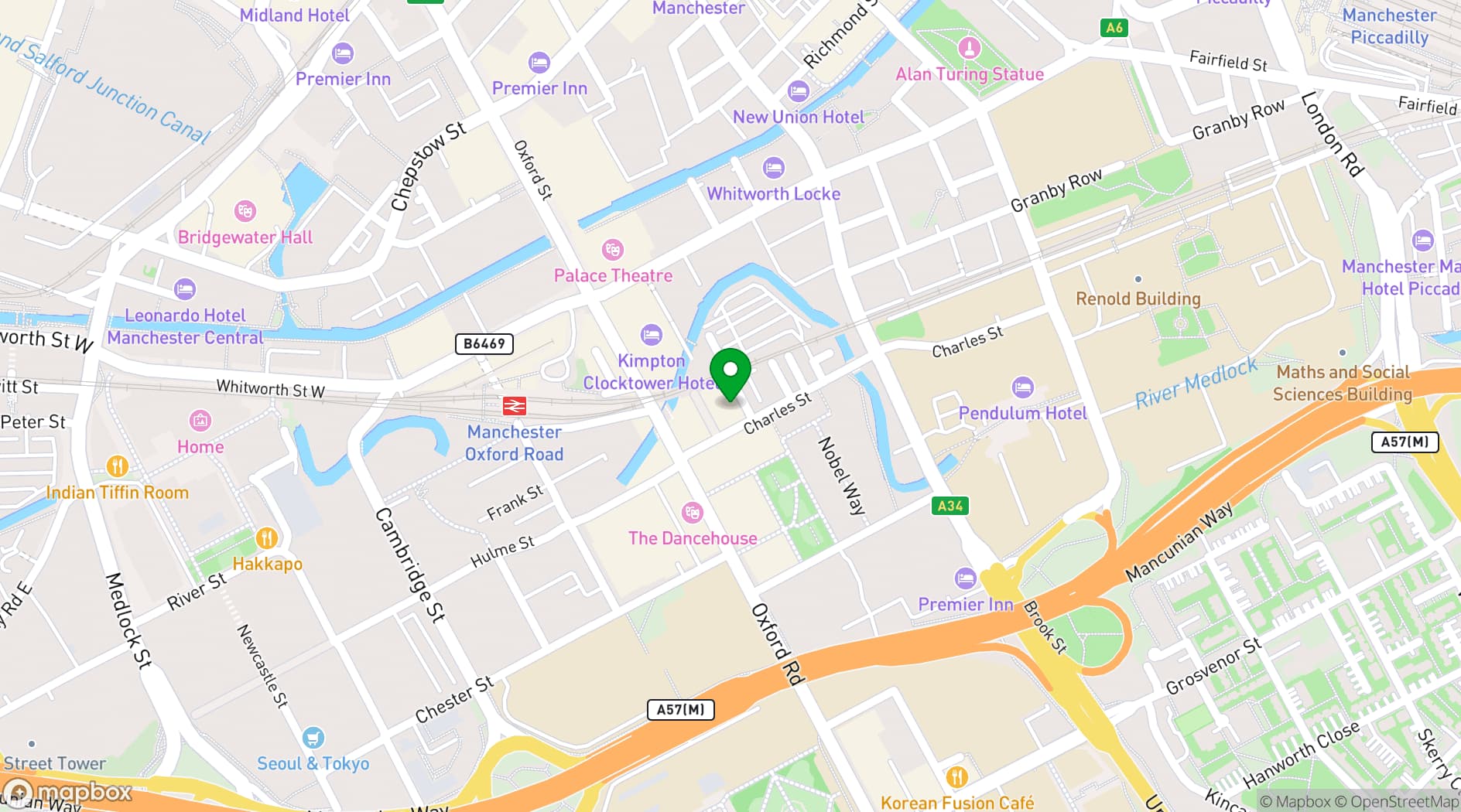 Map showing Maldron Hotel Manchester City Centre 