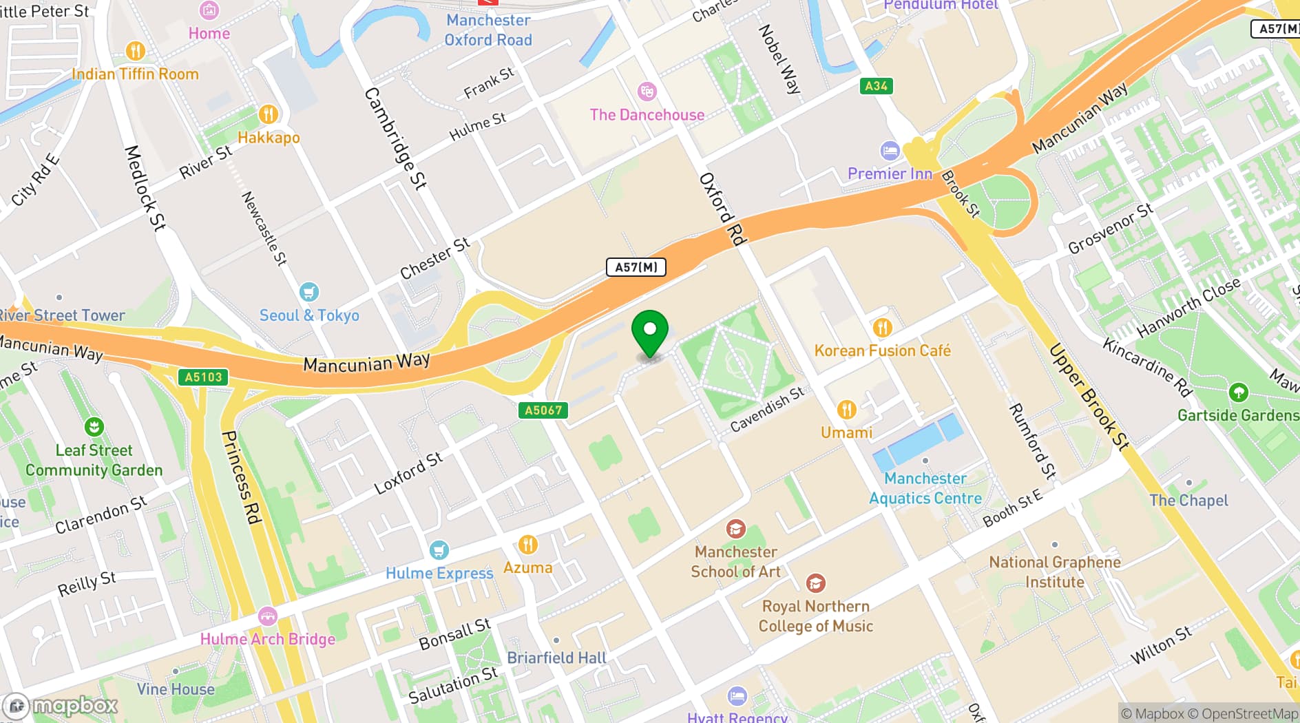 Map showing Manchester Metropolitan University