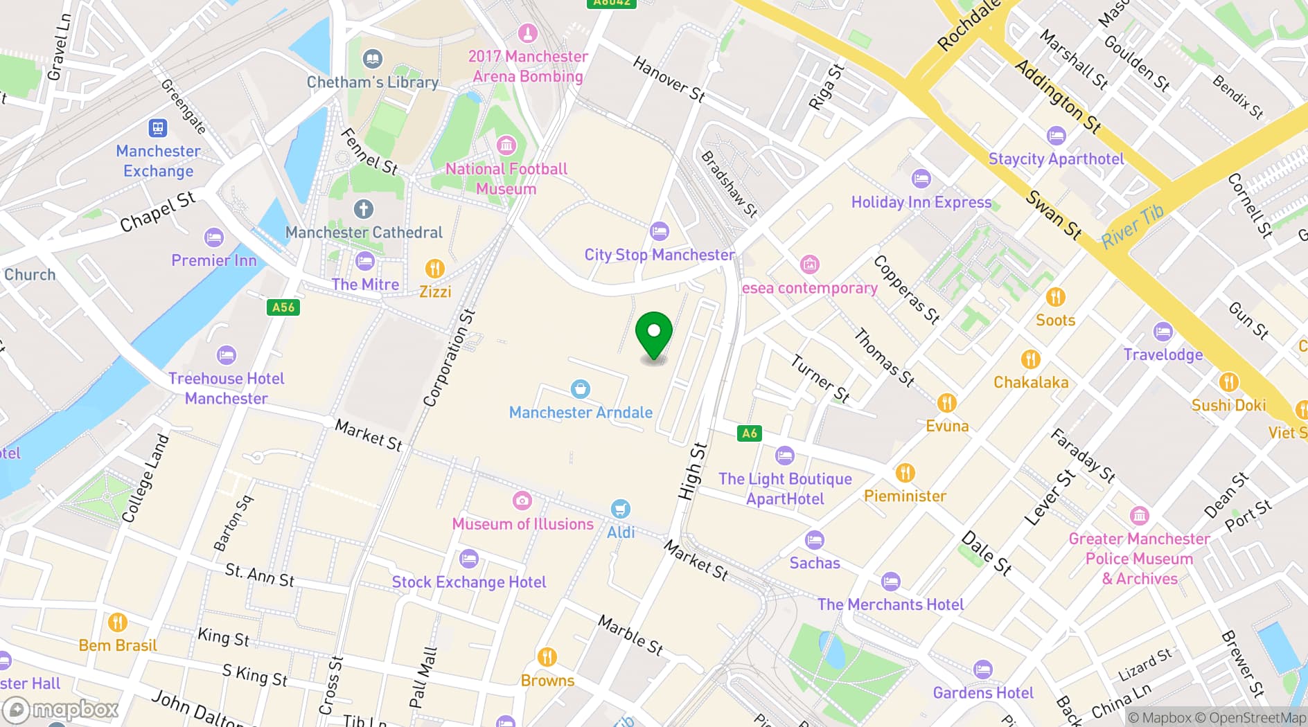 Map showing King Pins, Arndale Manchester