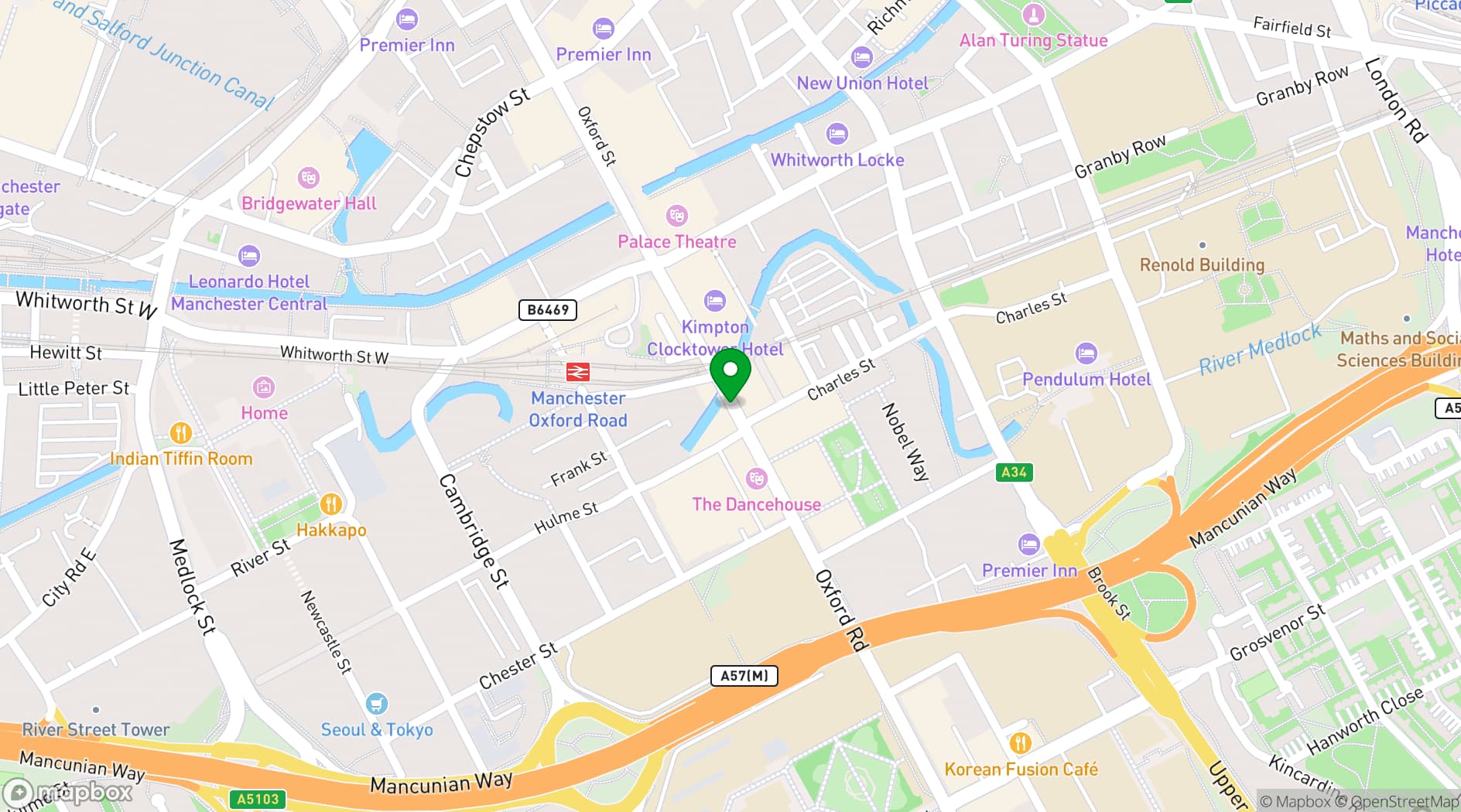 Map showing Revolution Oxford Road
