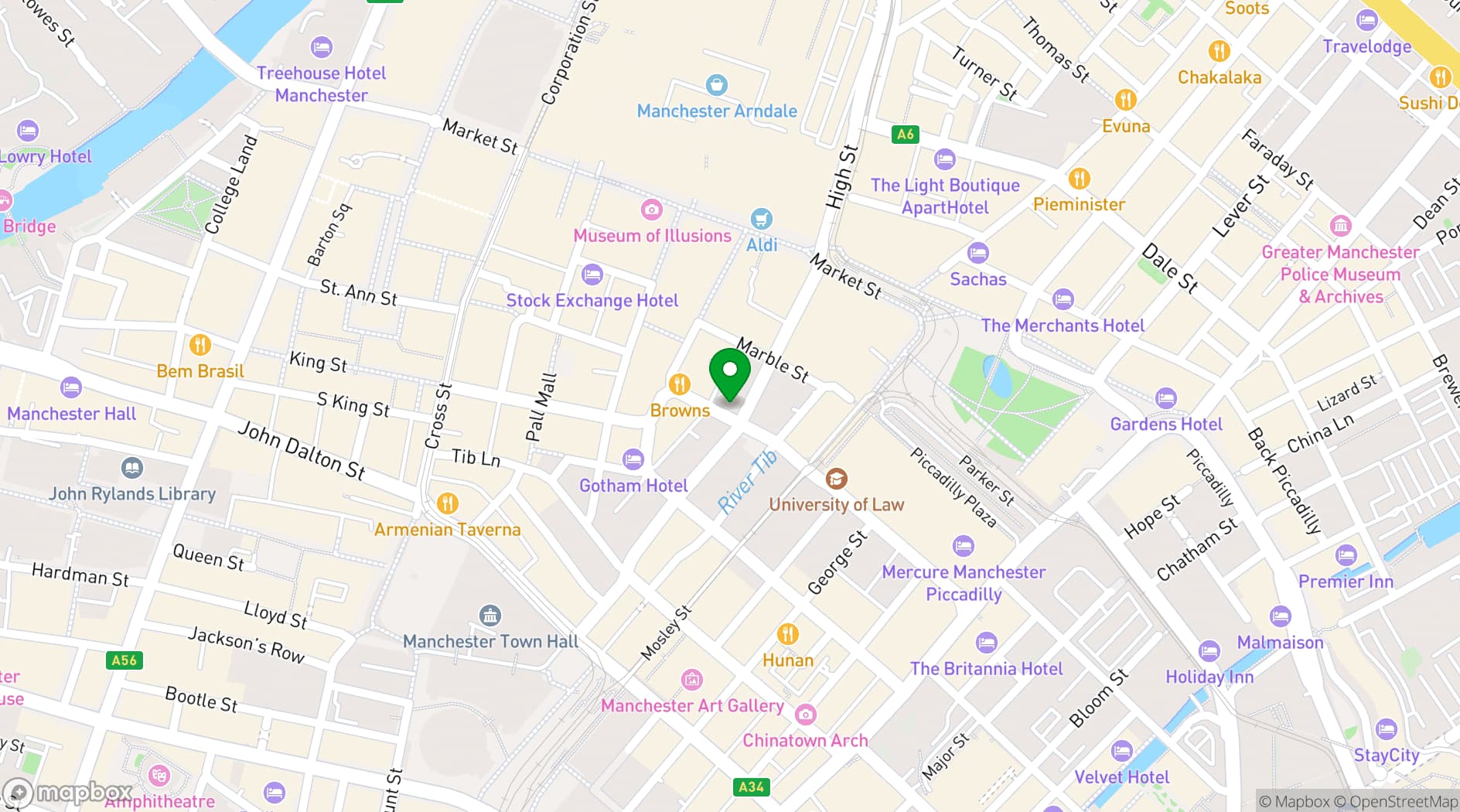 Map showing Gilbanks Manchester