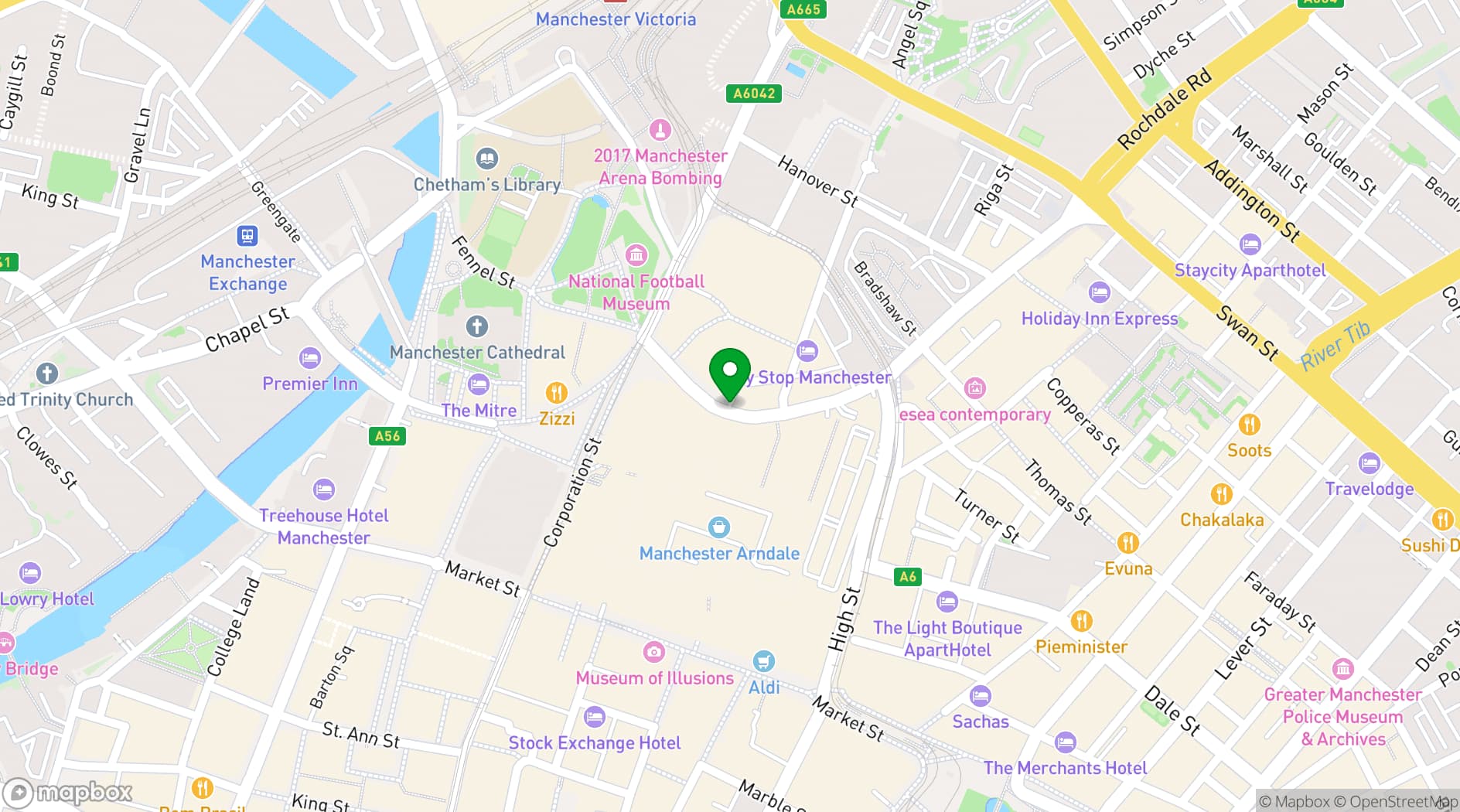 Map showing Roxy Ball Room, Arndale Manchester