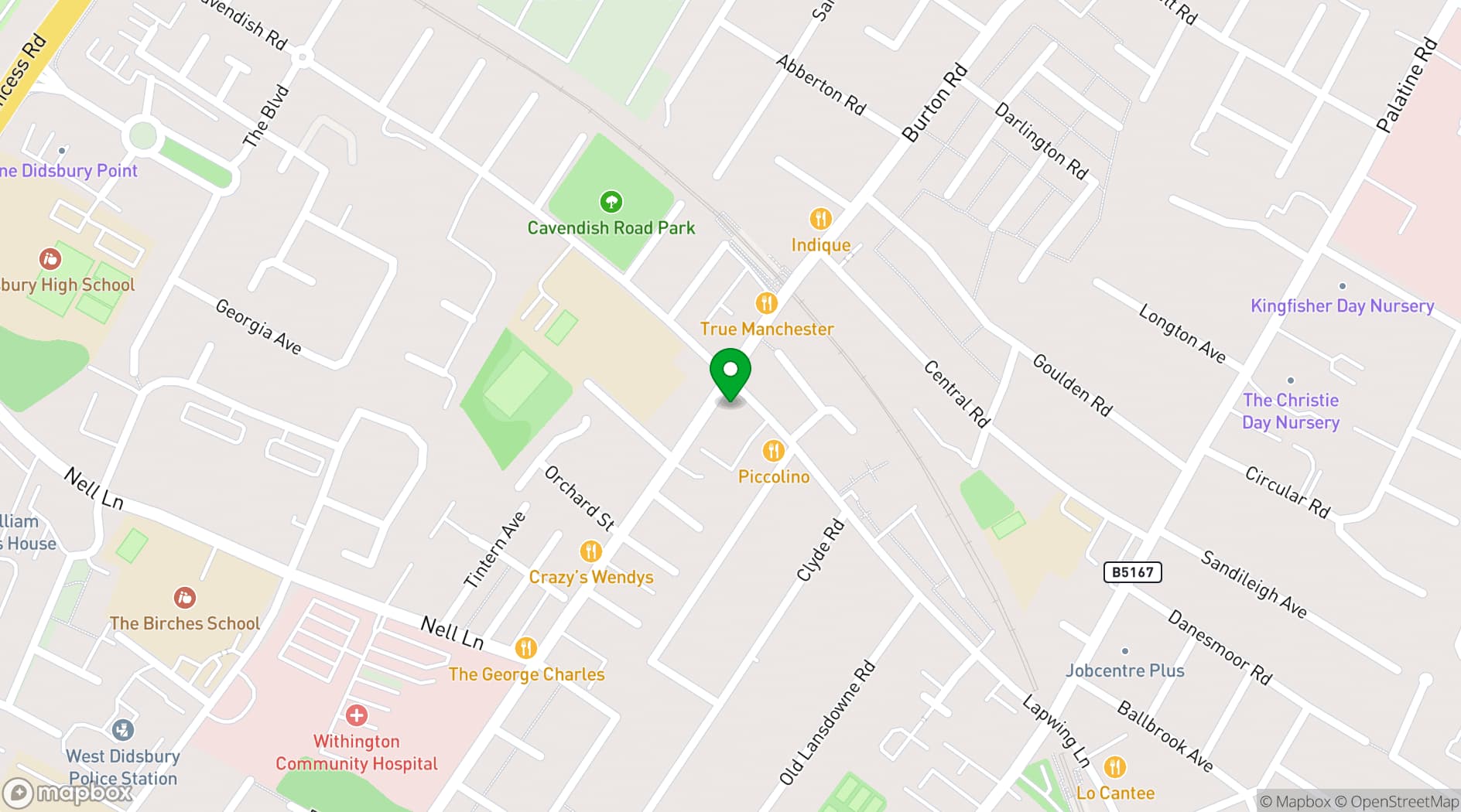 Map showing Metropolitan West Didsbury