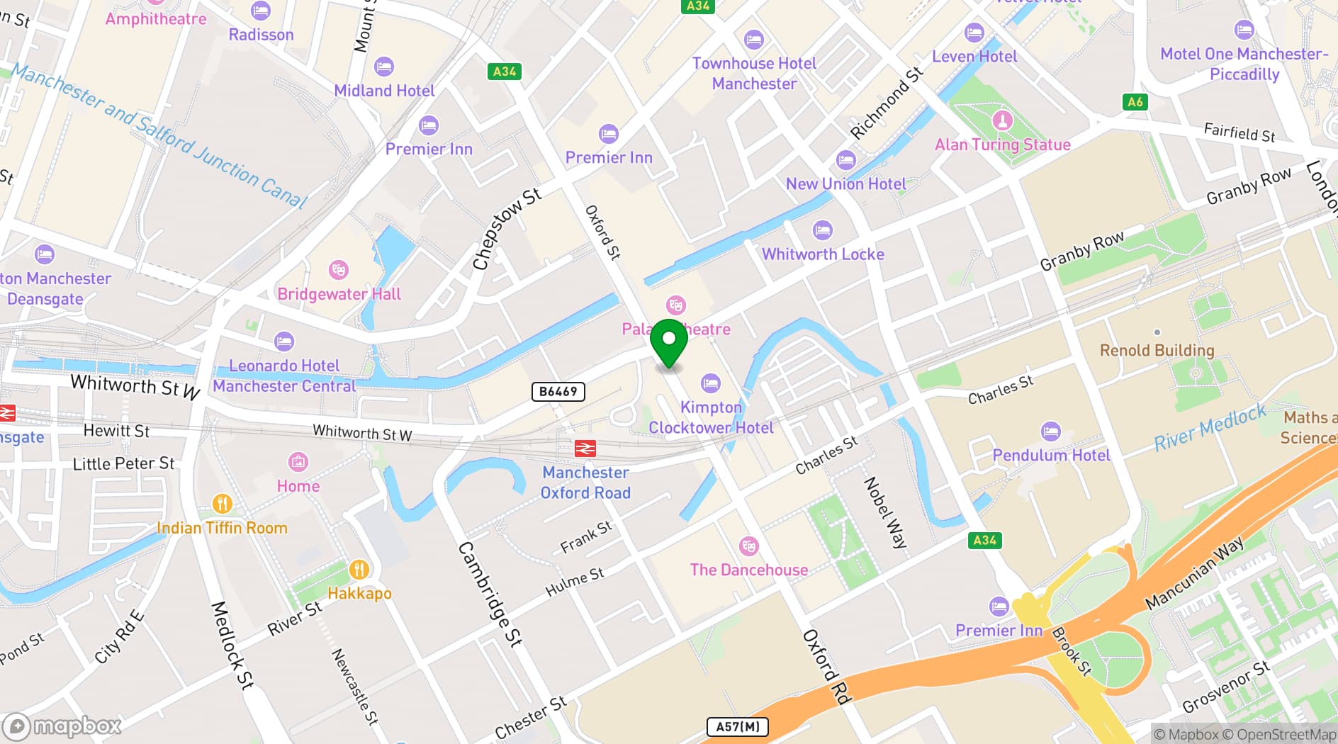 Map showing Kimpton Clocktower Hotel