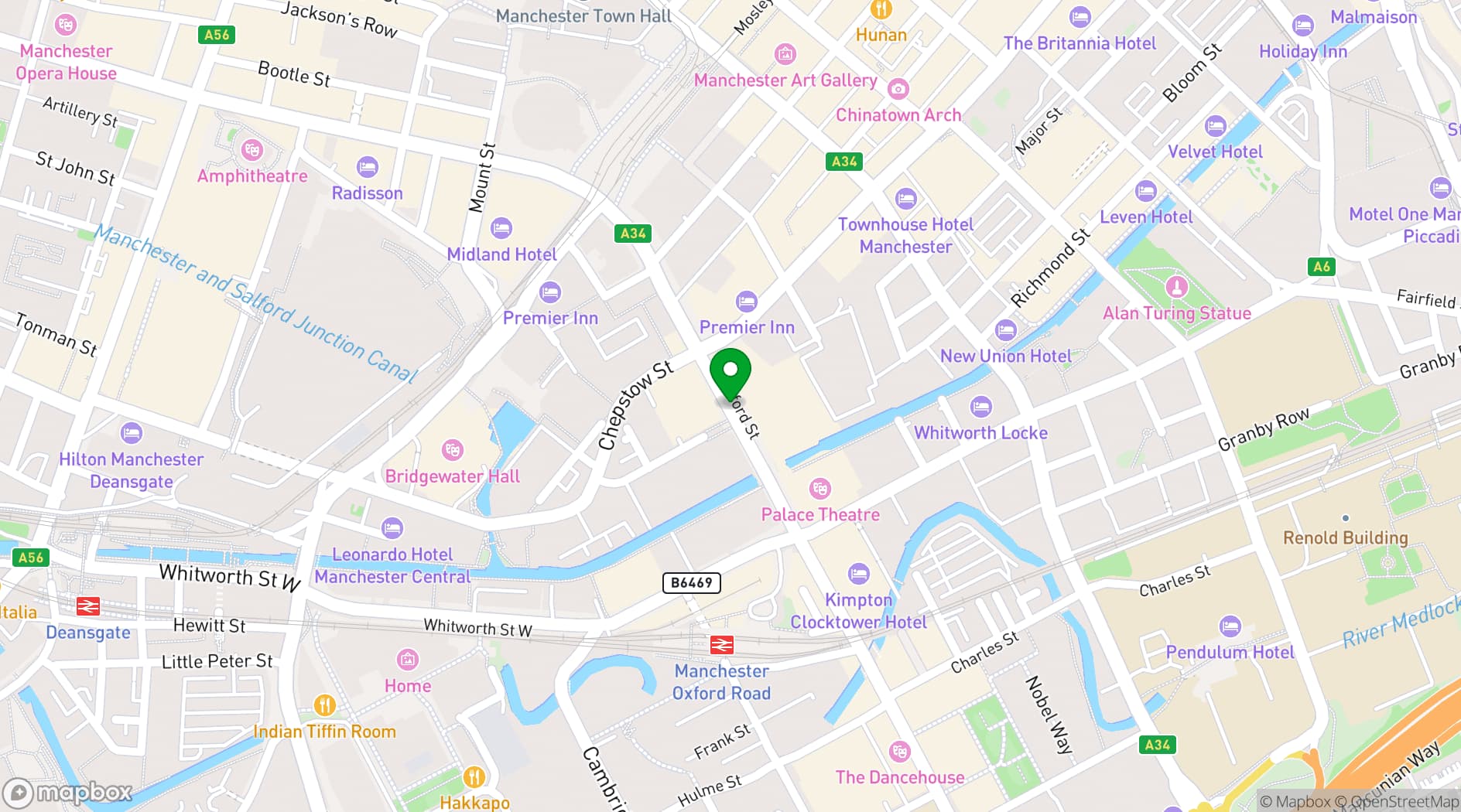 Map showing The Refuge Manchester