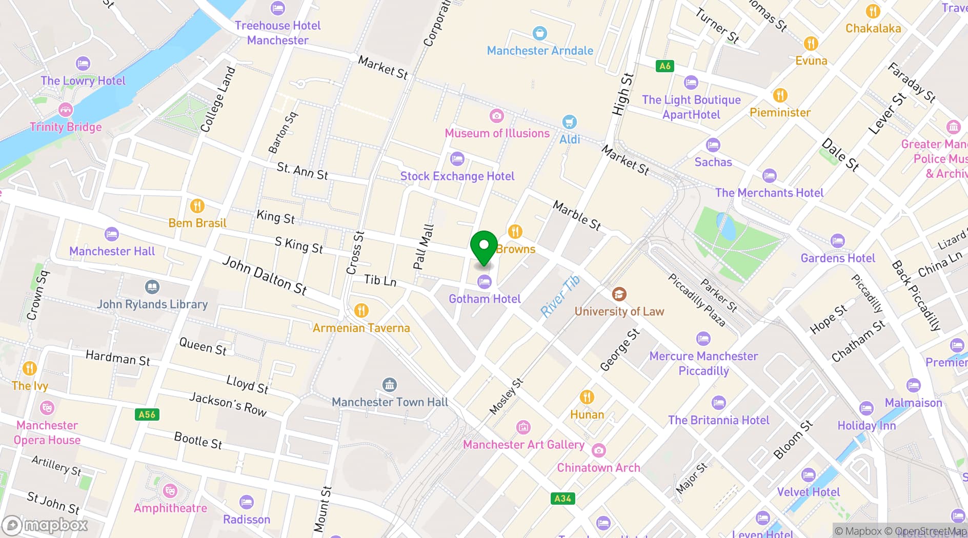 Map showing Hotel Gotham