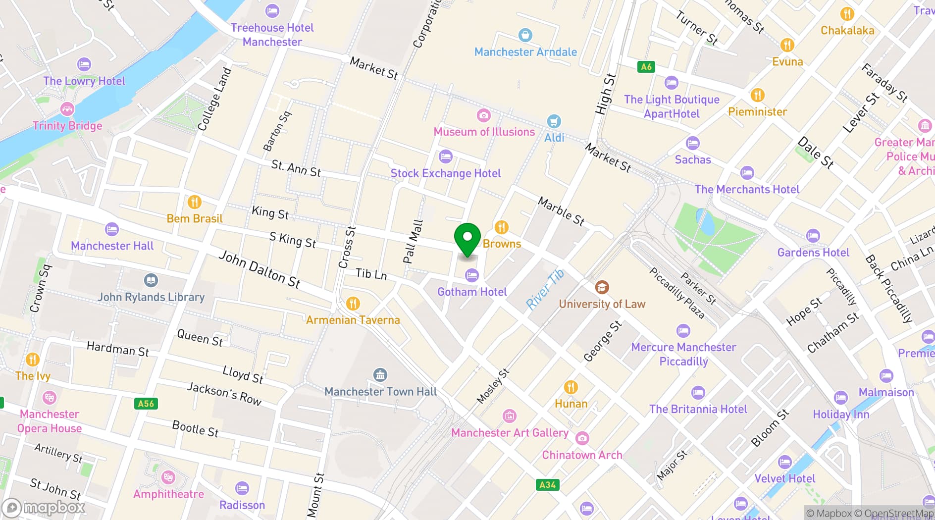 Map showing Lucky Cat by Gordon Ramsay - Manchester