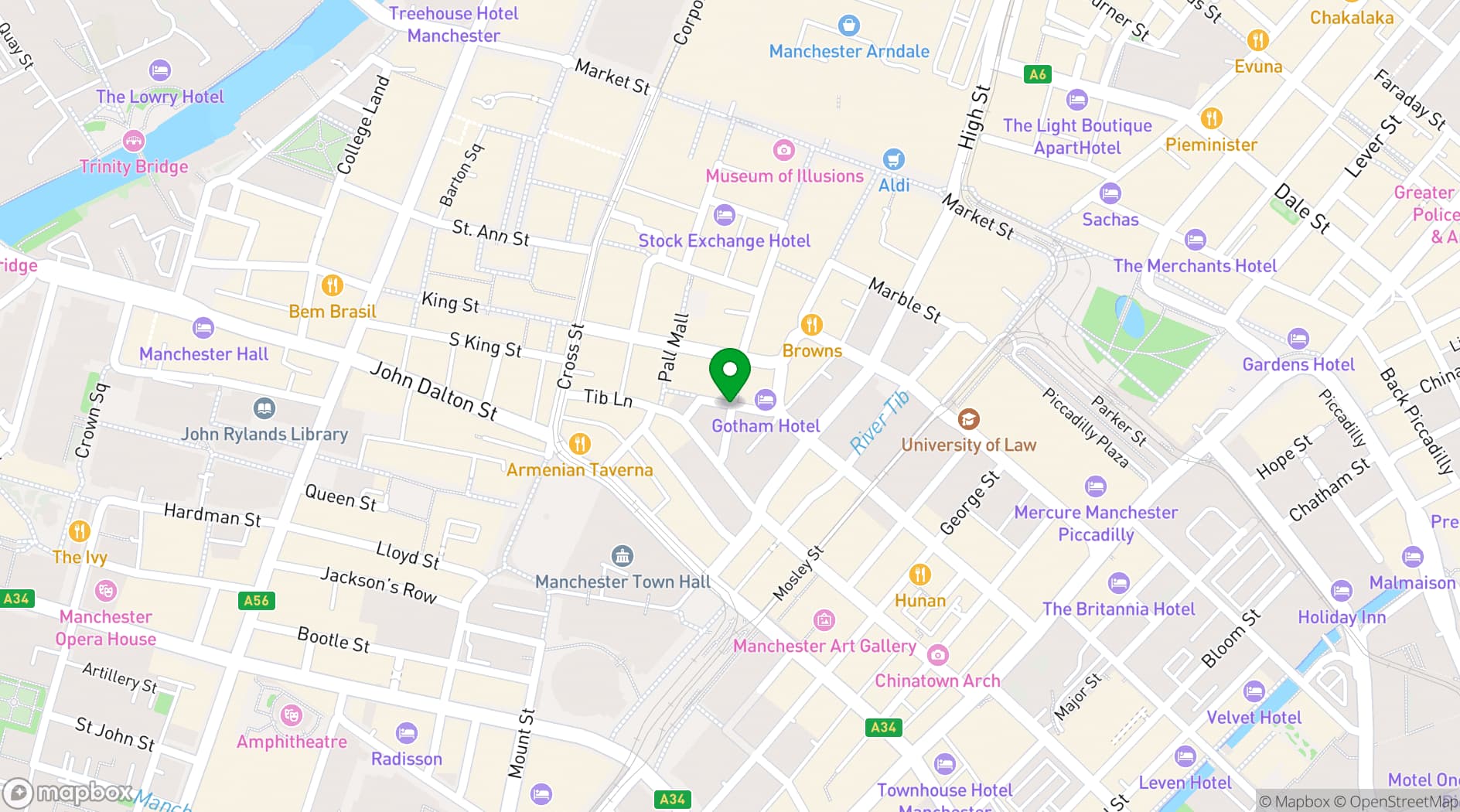 Map showing Flight Club Manchester