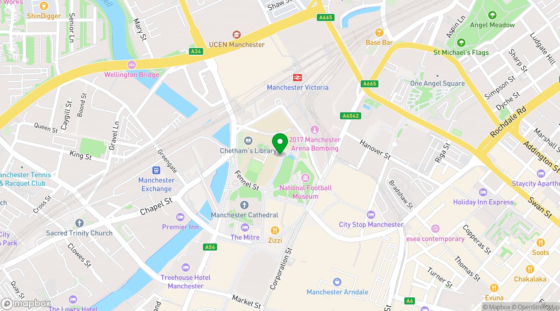Map showing Chetham's Library