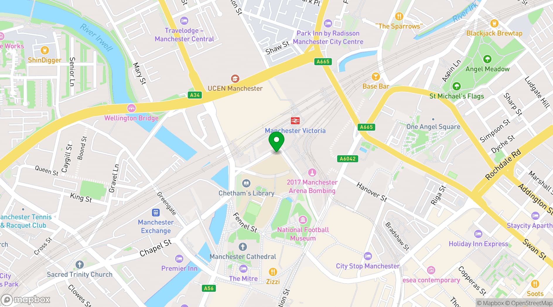 Map showing Plus 1 at Manchester Arena