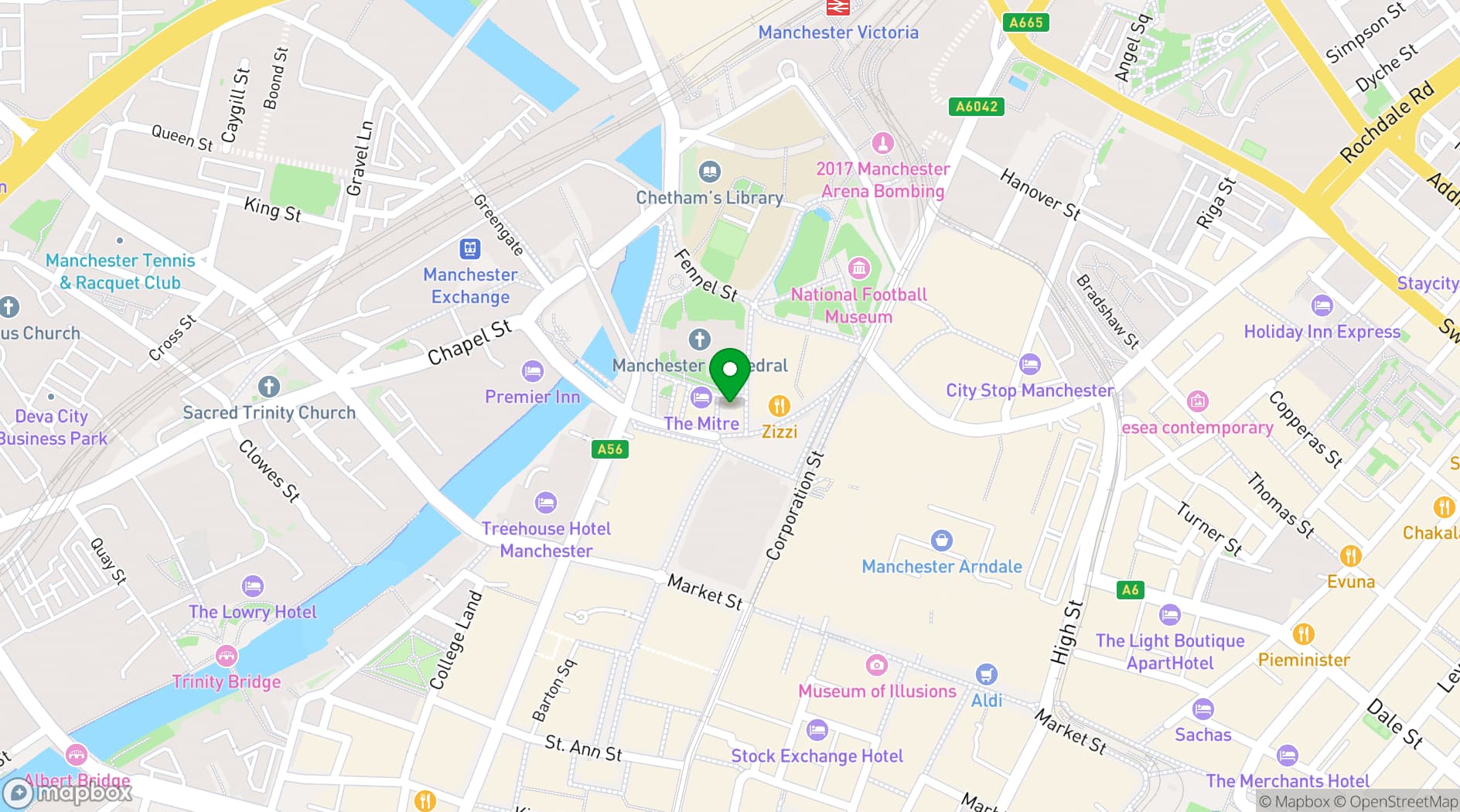 Map showing The Old Wellington Manchester