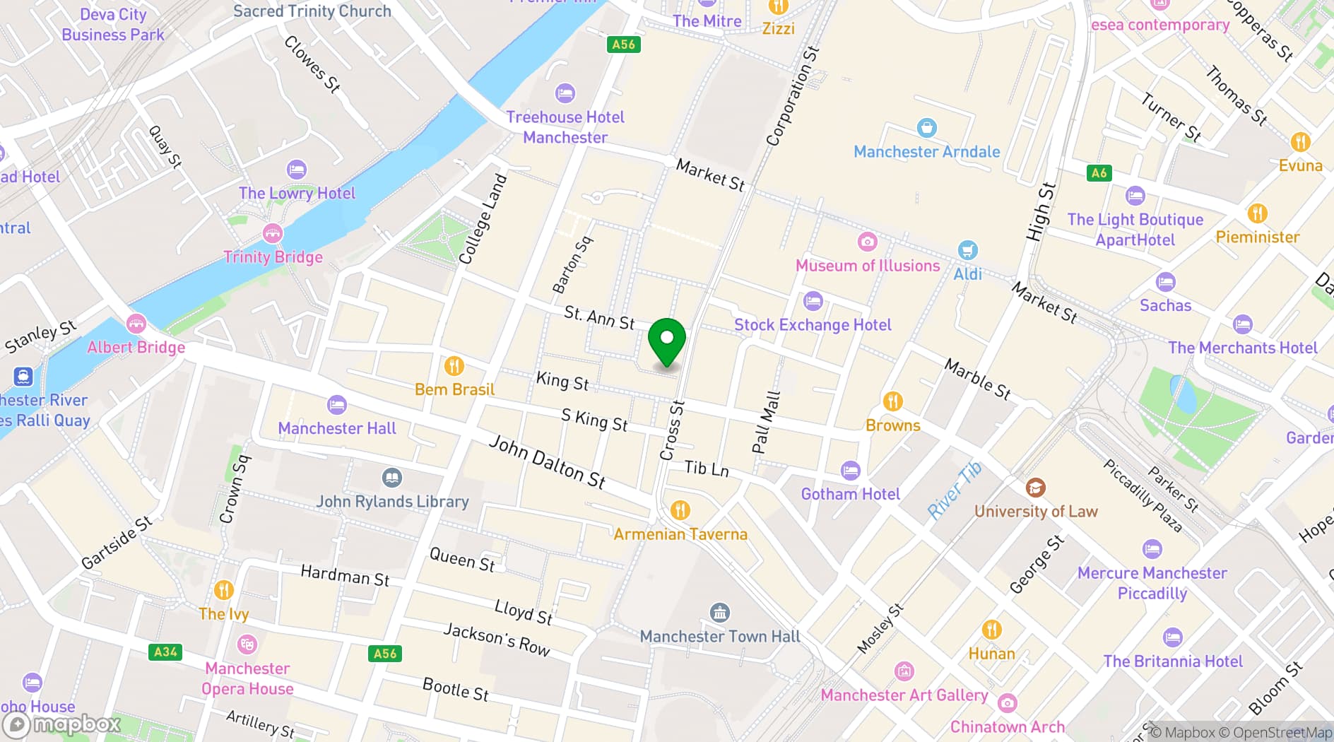 Map showing Mr Thomas's Chop House