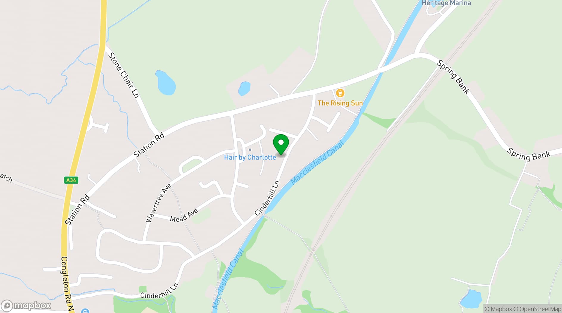 Map showing Kent Green Chapel