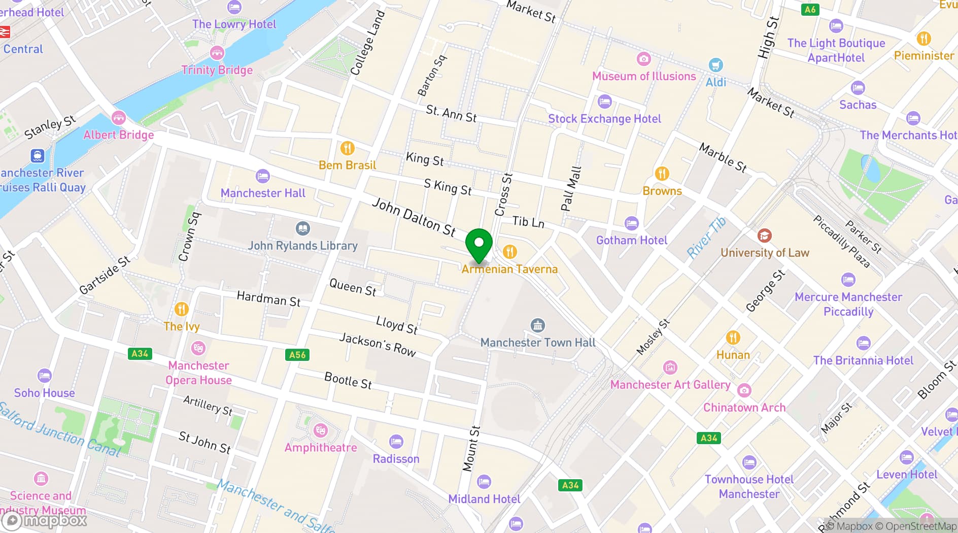 Map showing Founder's Hall