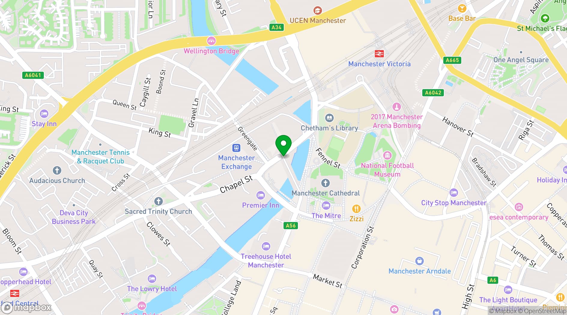 Map showing New Century Hall Manchester