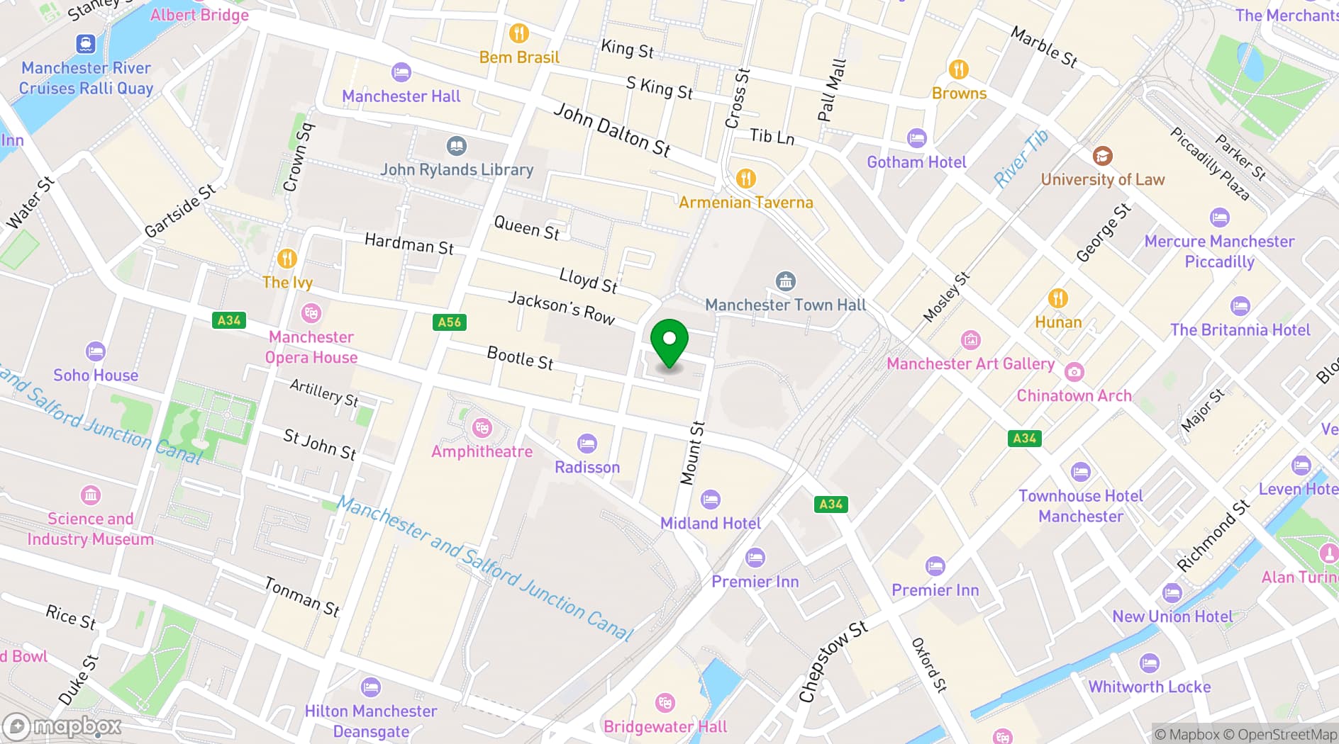 Map showing Friends' Meeting House