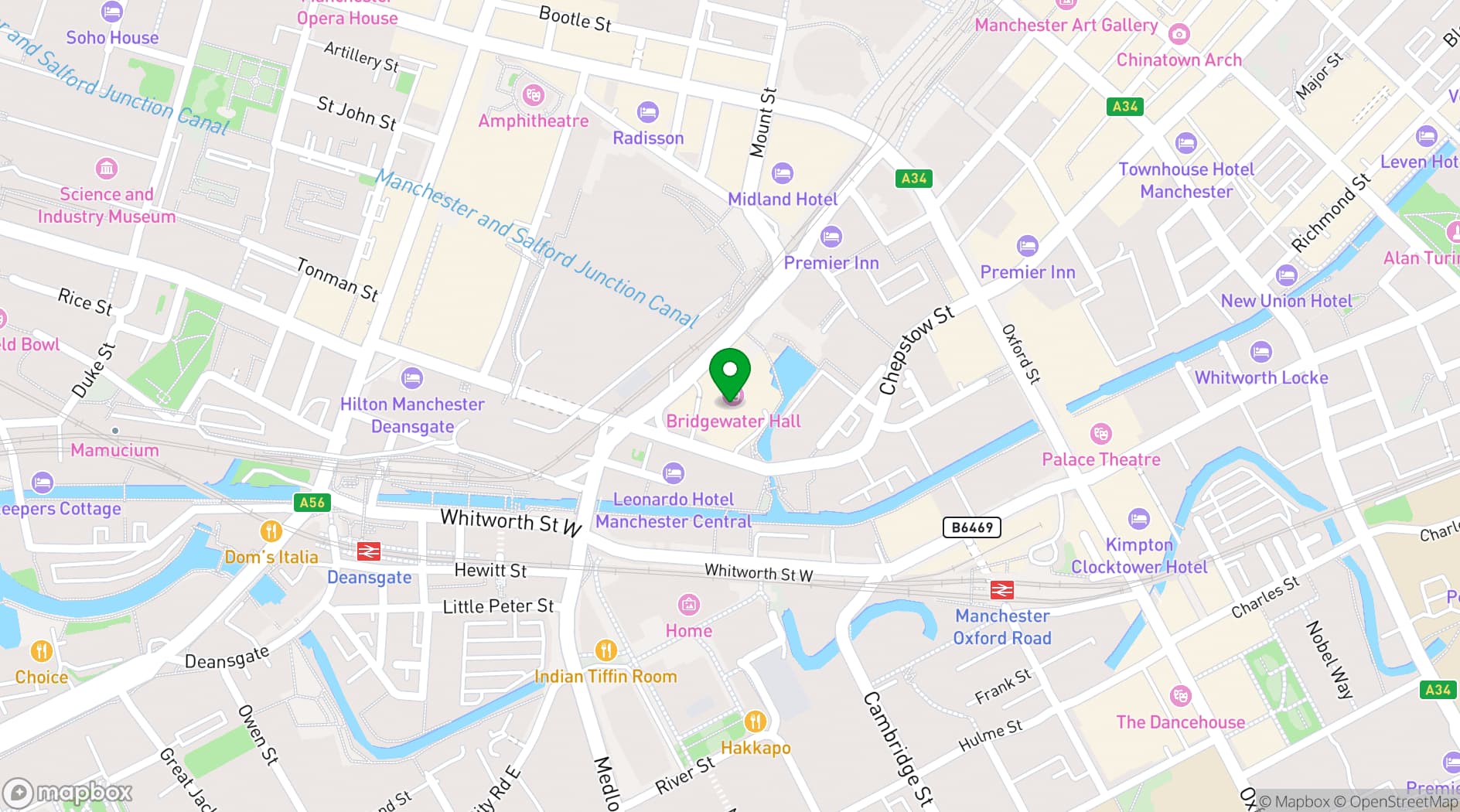 Map showing The Bridgewater Hall