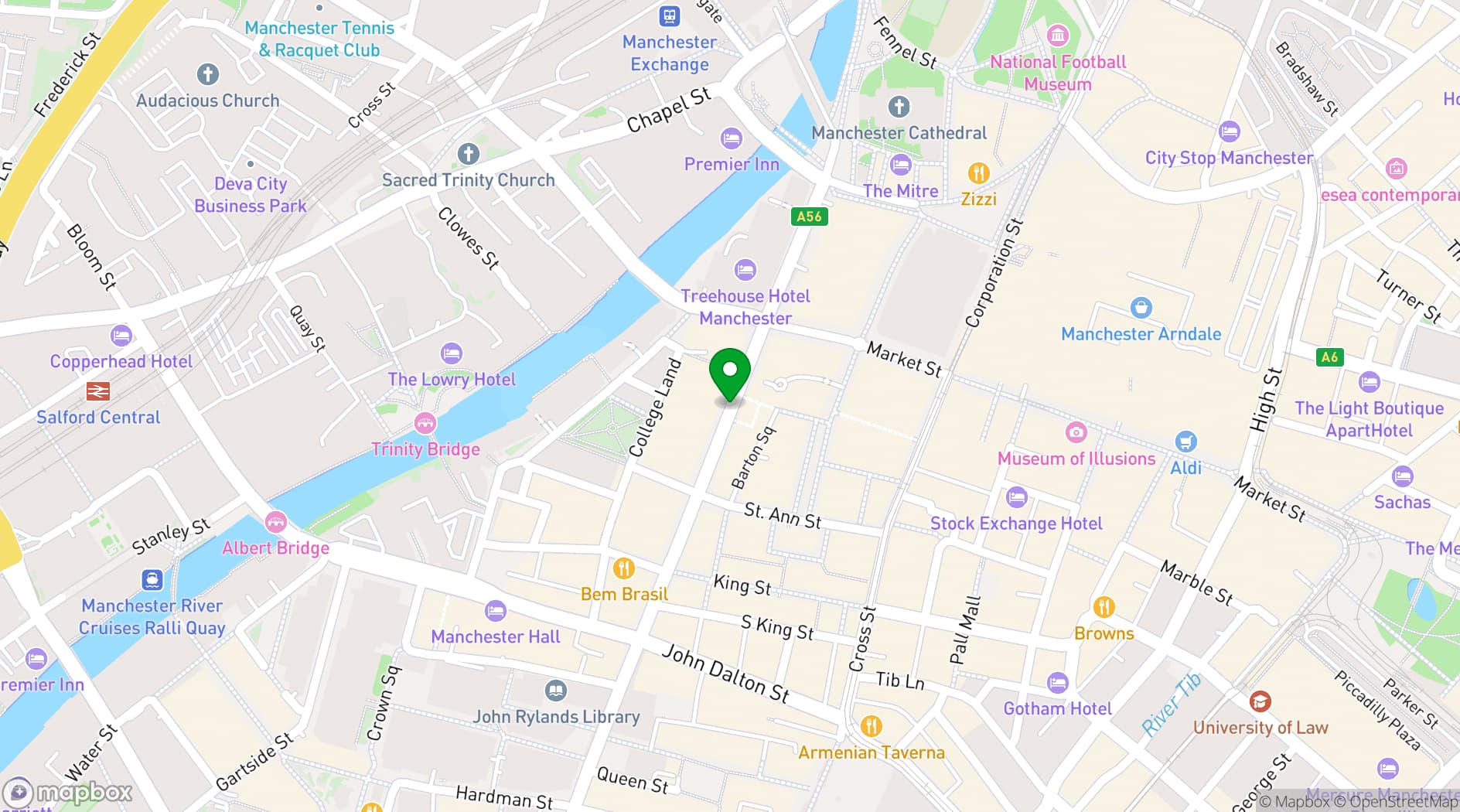 Map showing Roxy Ball Room, Deansgate Manchester
