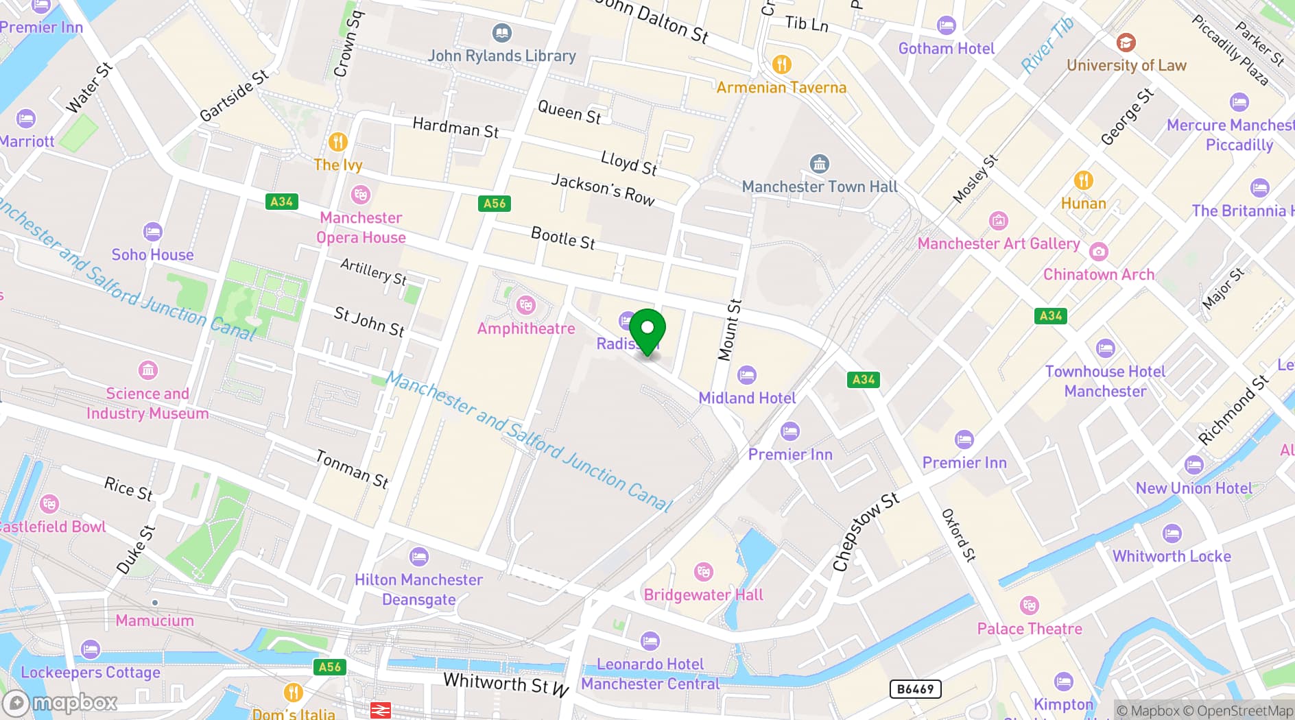 Map showing Manchester Central