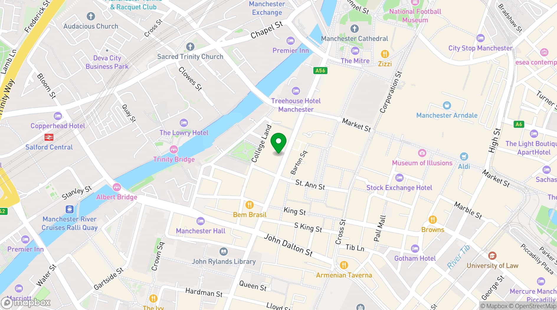 Map showing Las Iguanas Manchester Deansgate