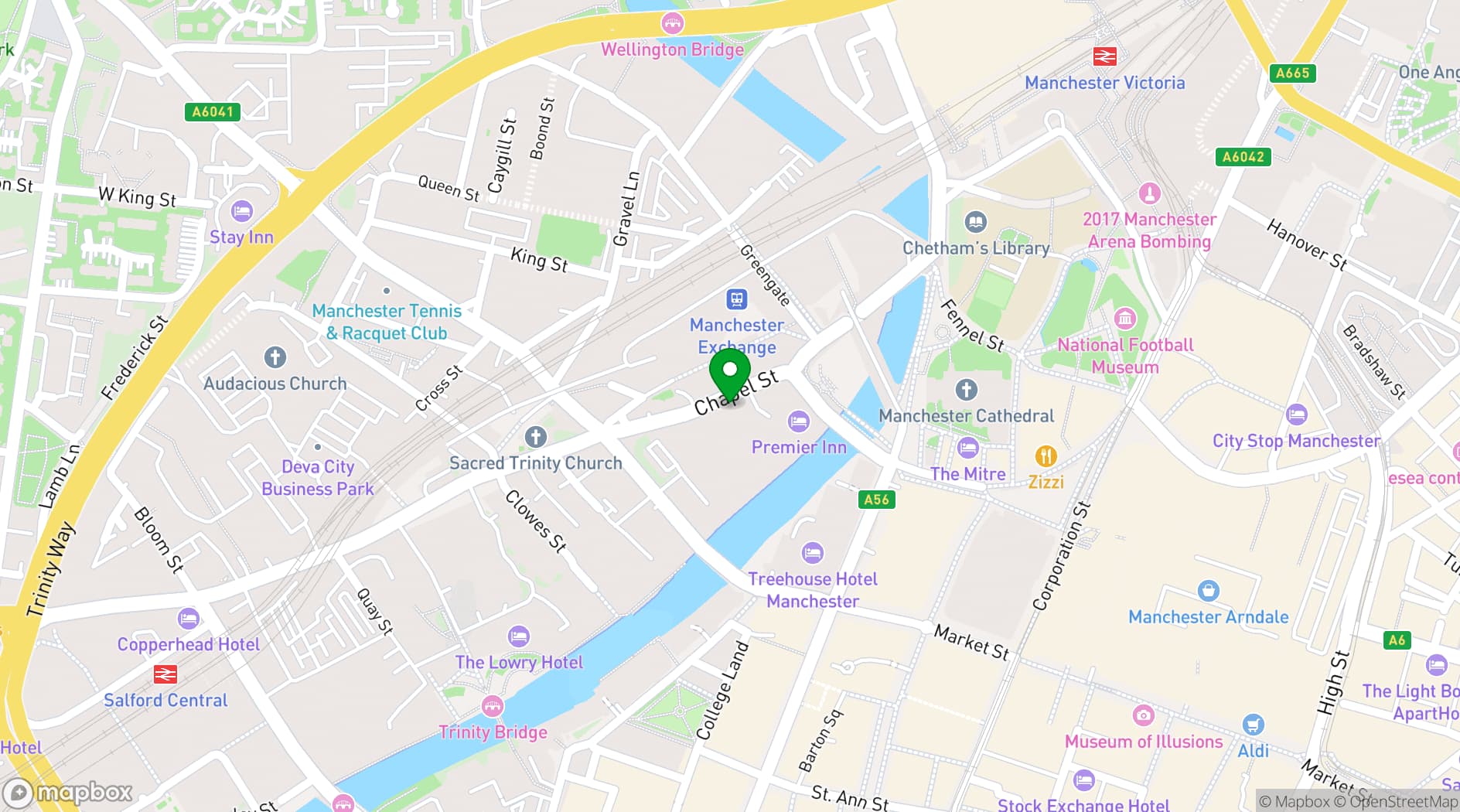 Map showing Maldron Hotel Manchester Cathedral Quarter