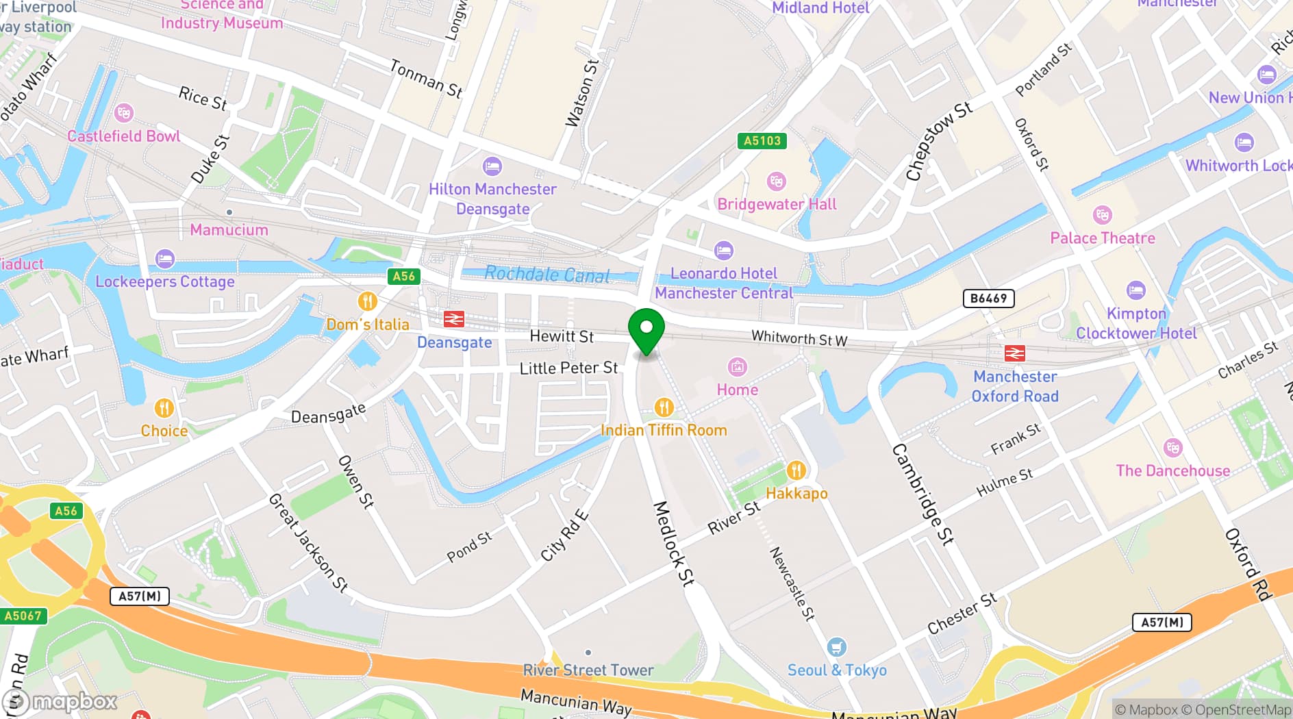 Map showing Junkyard Golf Club Manchester