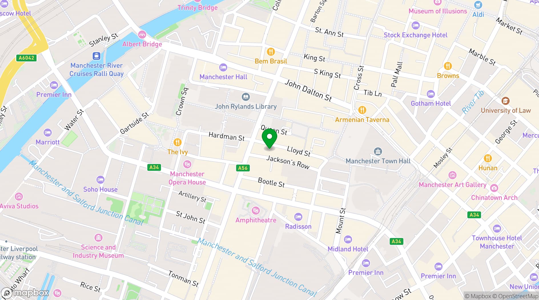 Map showing Gusto Restaurant and Bar Manchester