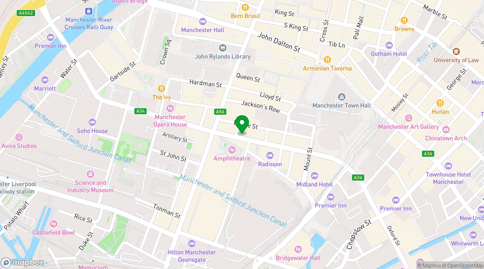 Map showing Peaky Blinders Manchester