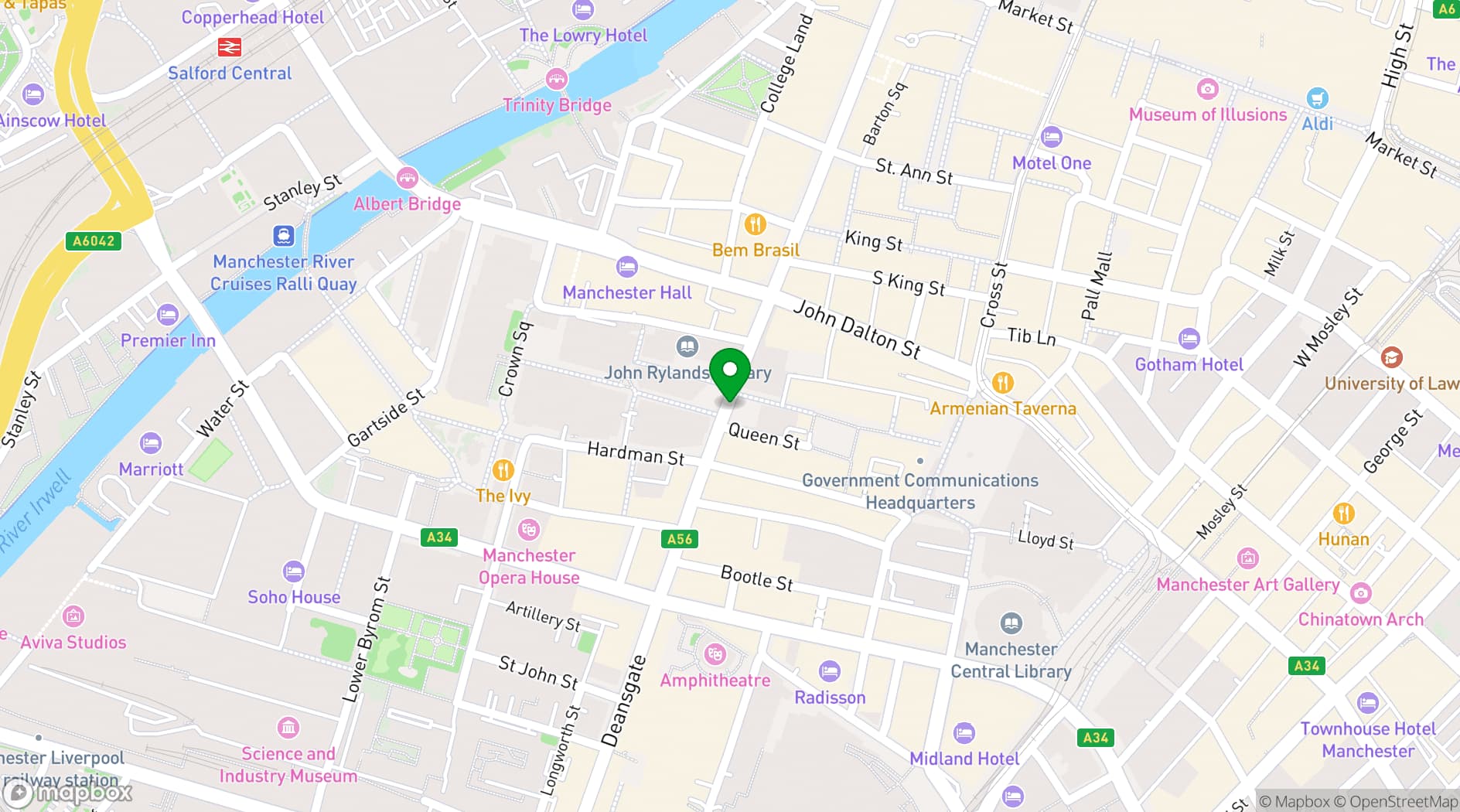 Map showing Lane7 Manchester Deansgate